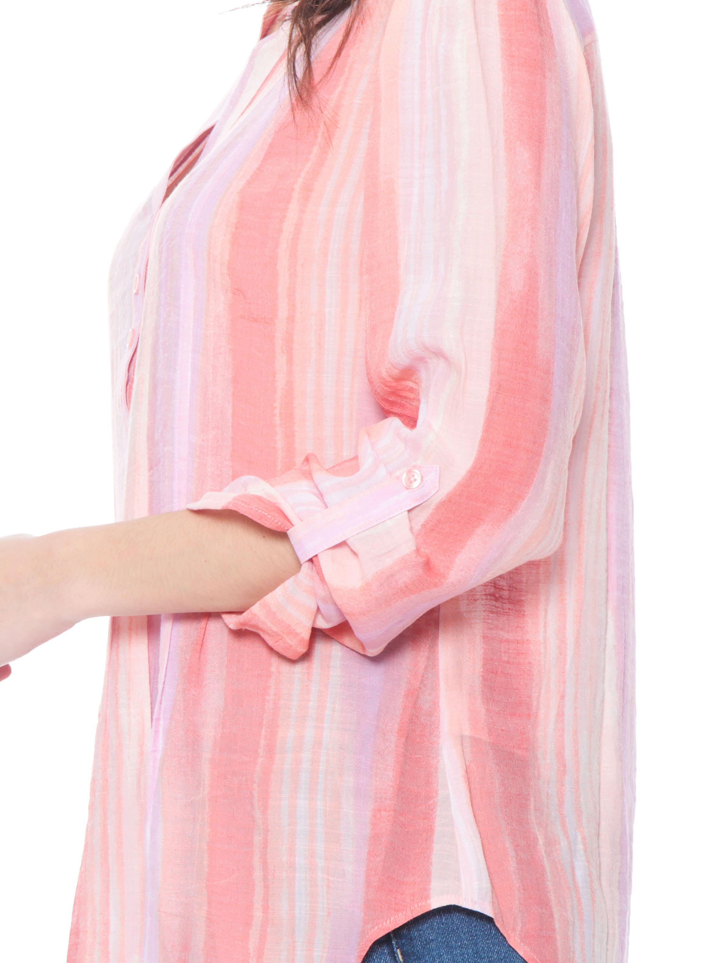 Blusa Manga Larga Listada Escote Mao-2