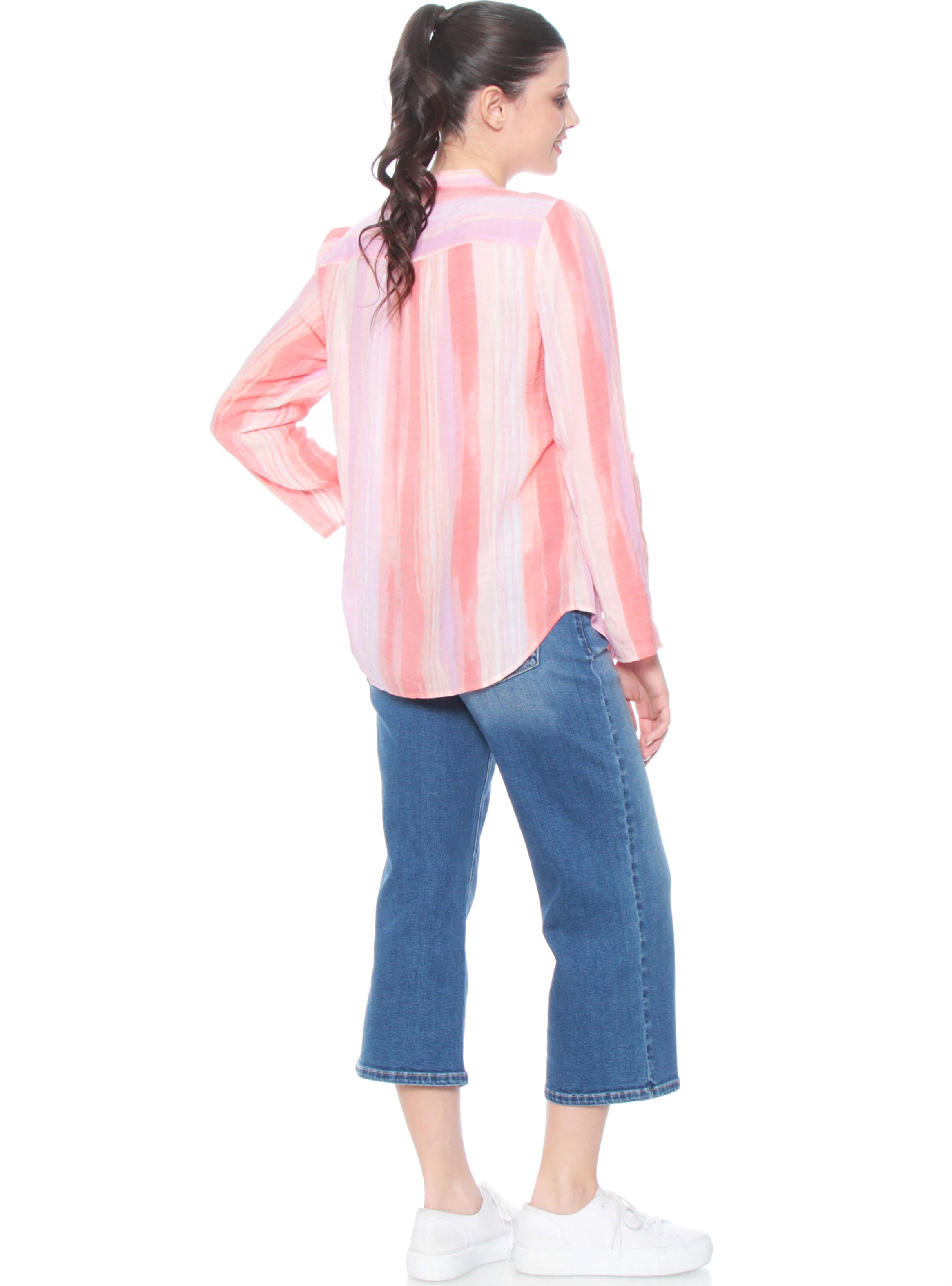 Blusa Manga Larga Listada Escote Mao-4