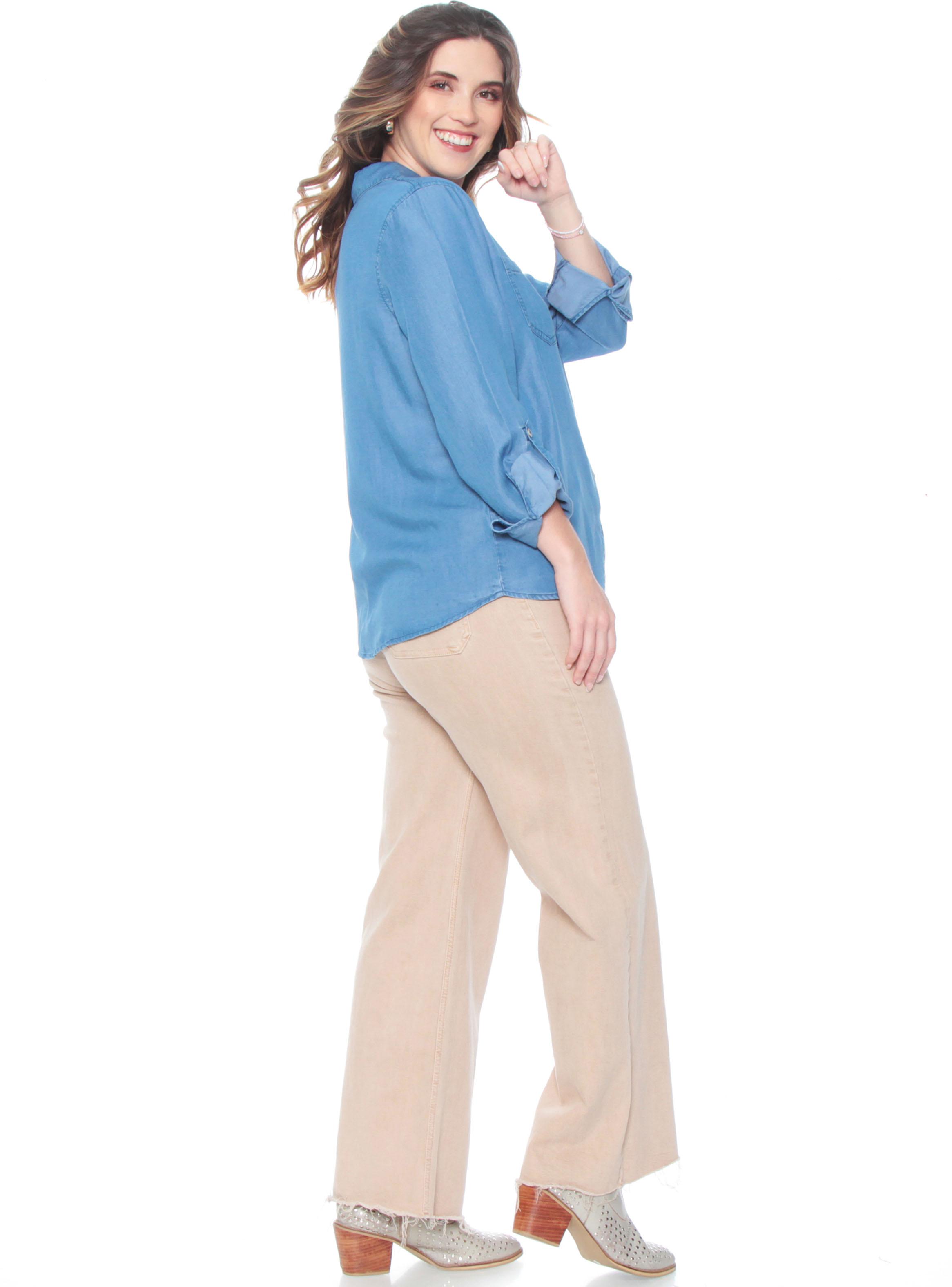 Blusa Manga Larga Lyocell Abotonada en Delantero-4