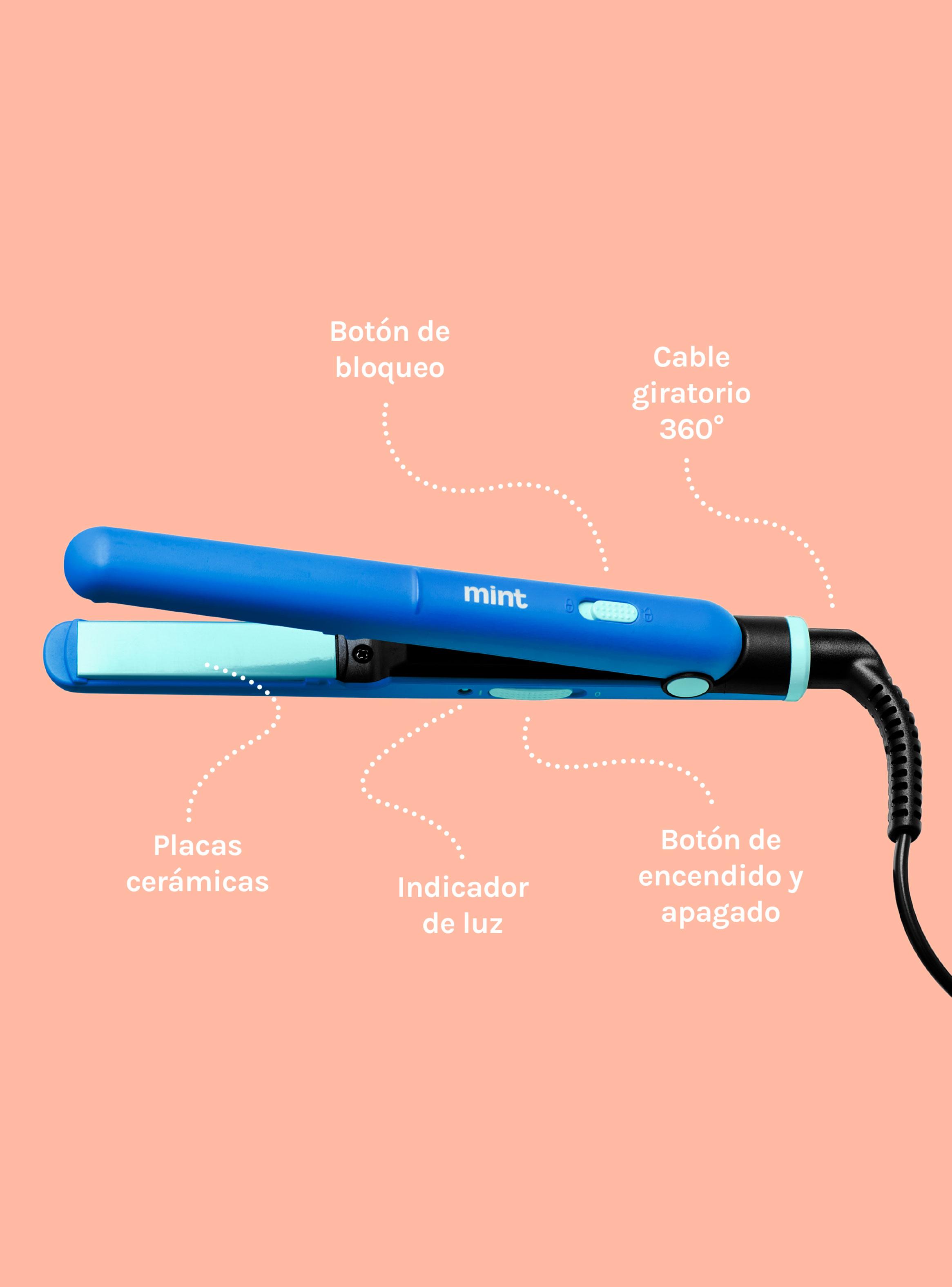 Mini Alisador de Pelo 2 en 1 MHR-012 Celeste-5