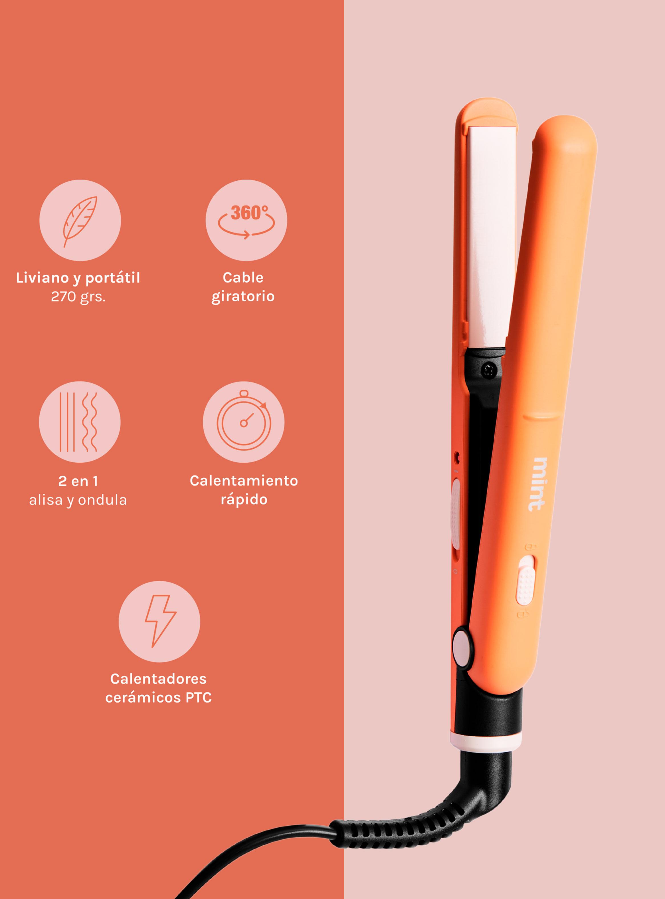 Mini Alisador de Pelo 2 en 1 MHR-014 Naranja-6