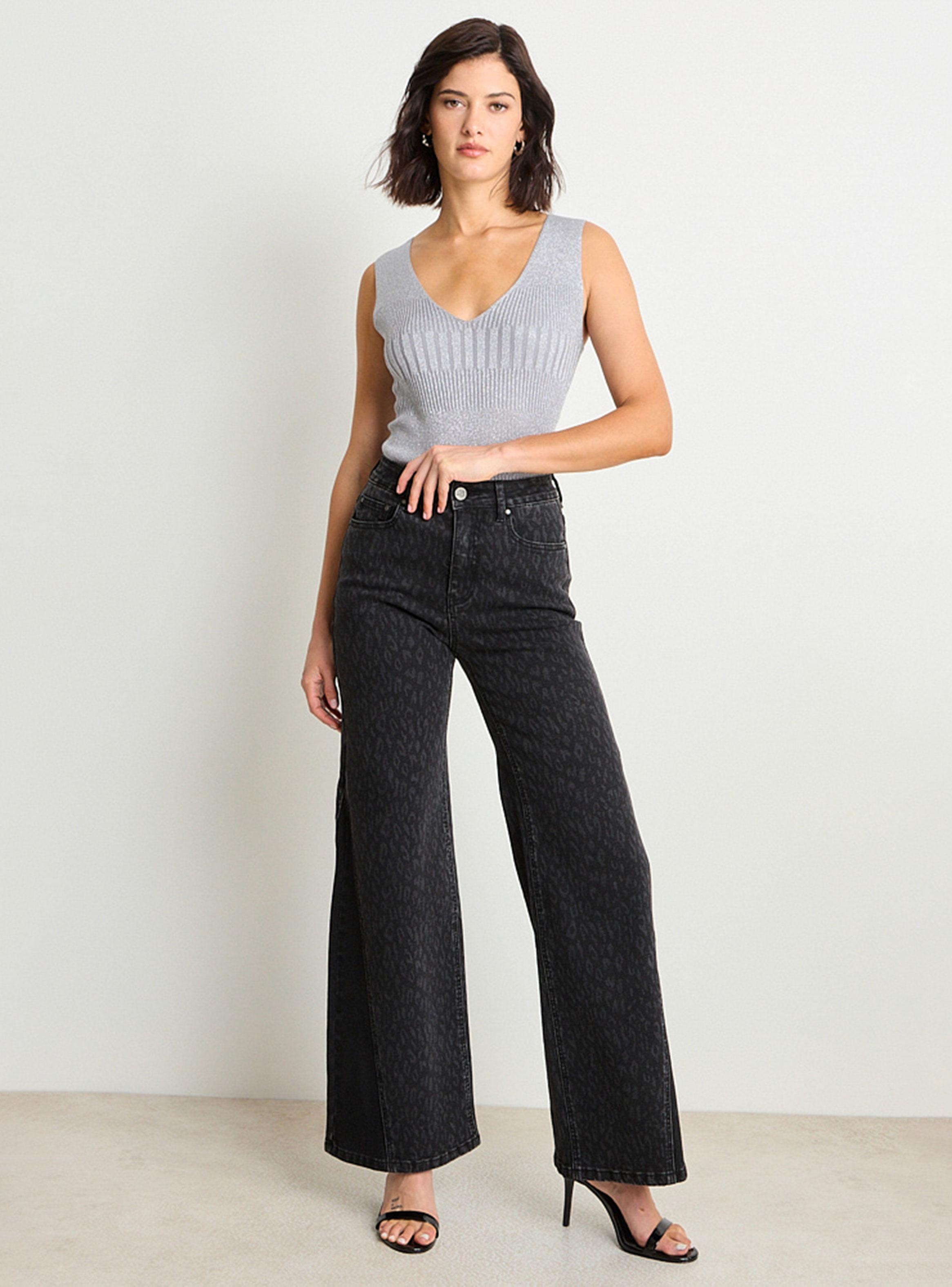 Jeans Wide con Estampado Láser Animal Print Doble Tono-3