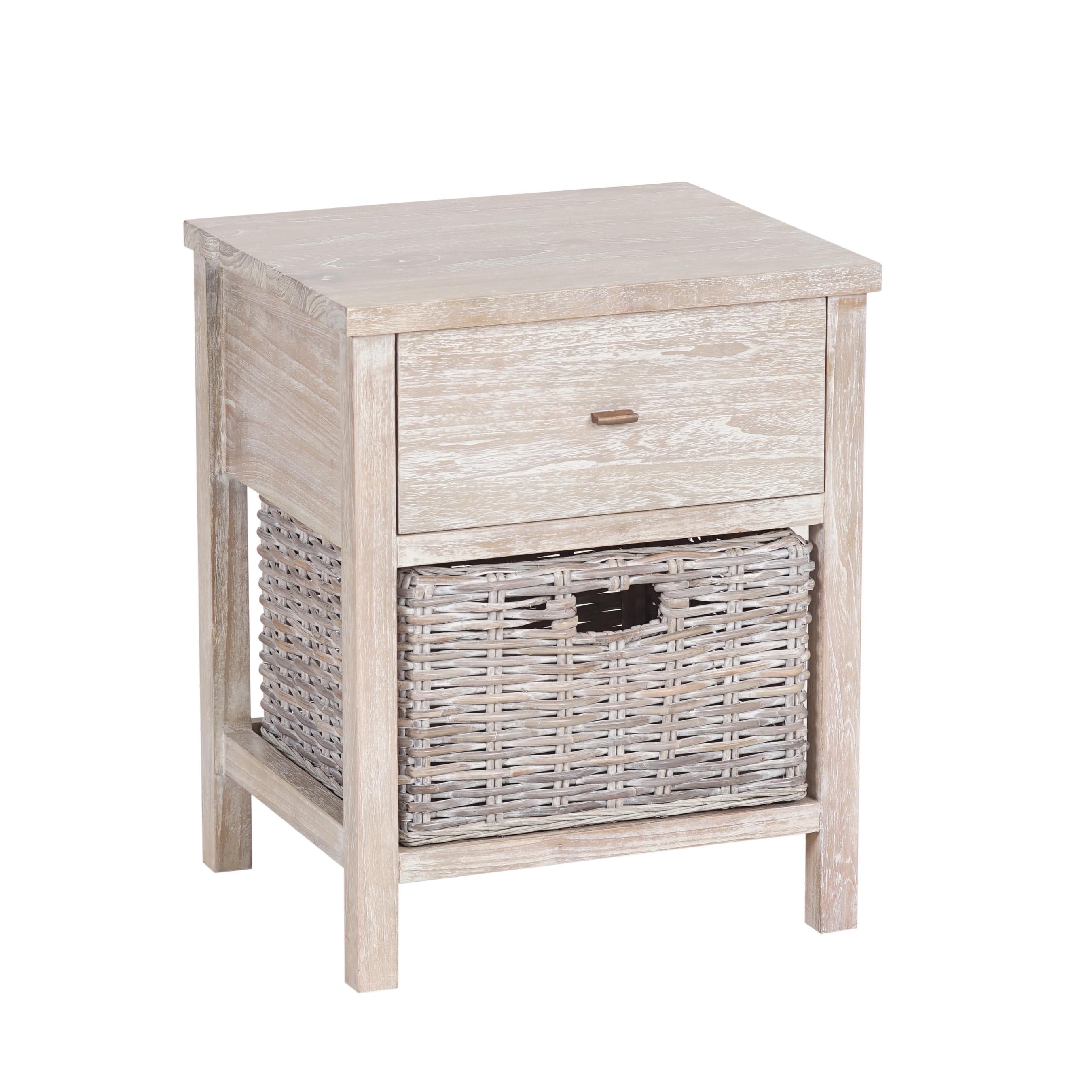 Velador Madera Mindi 1 Cajón + 1 Canasto-2