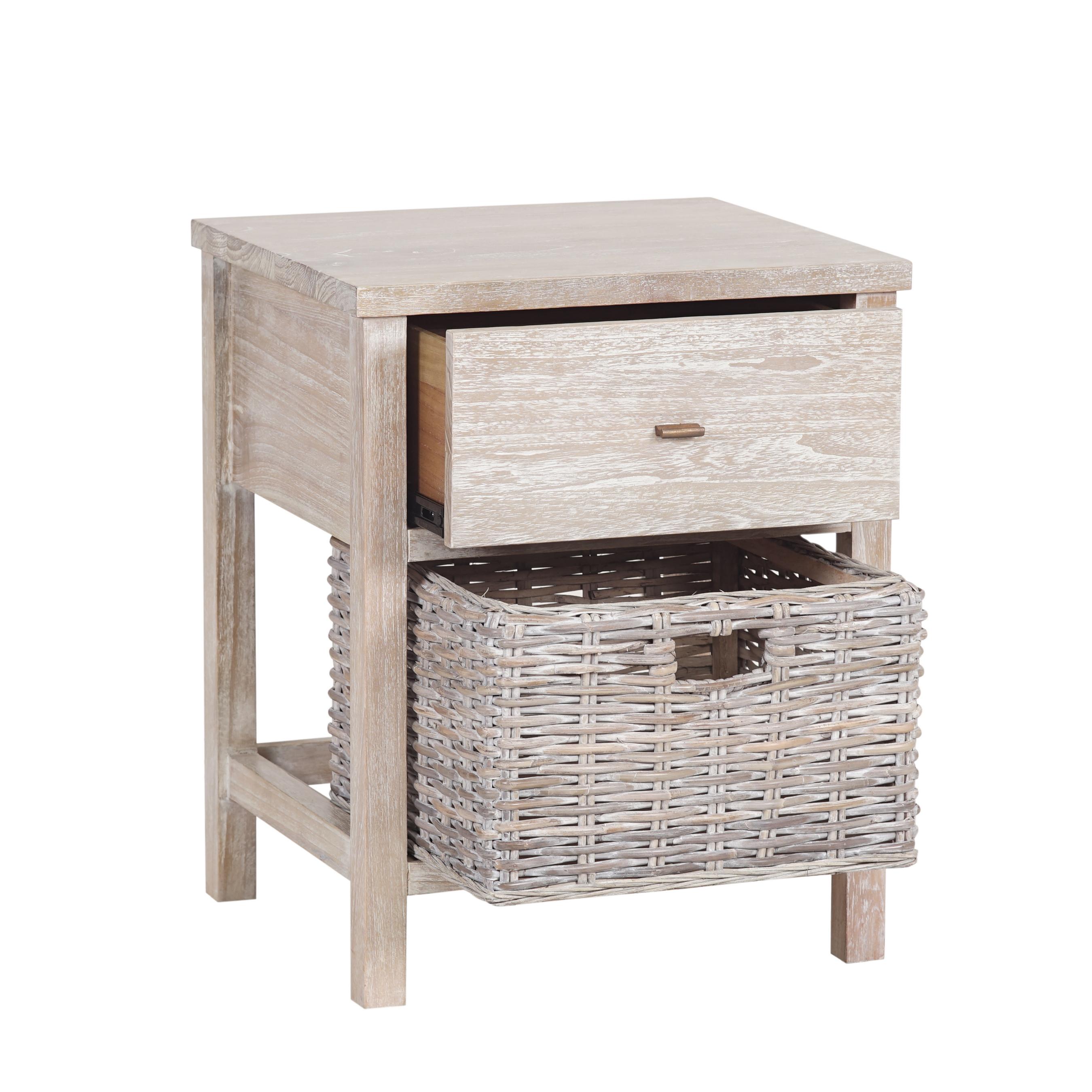 Velador Madera Mindi 1 Cajón + 1 Canasto-3