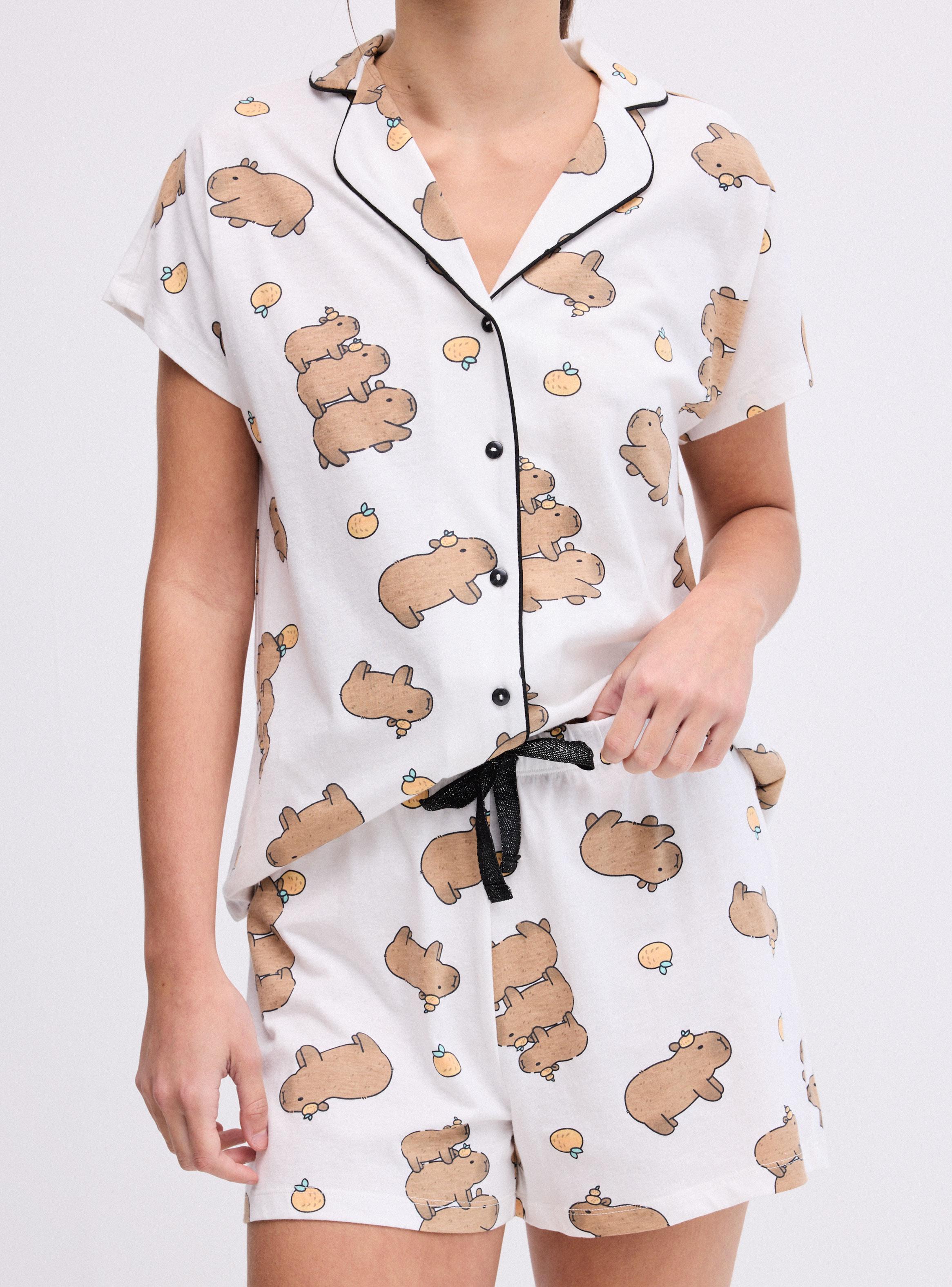 Pijama Camisero Estampado, Jersey-3