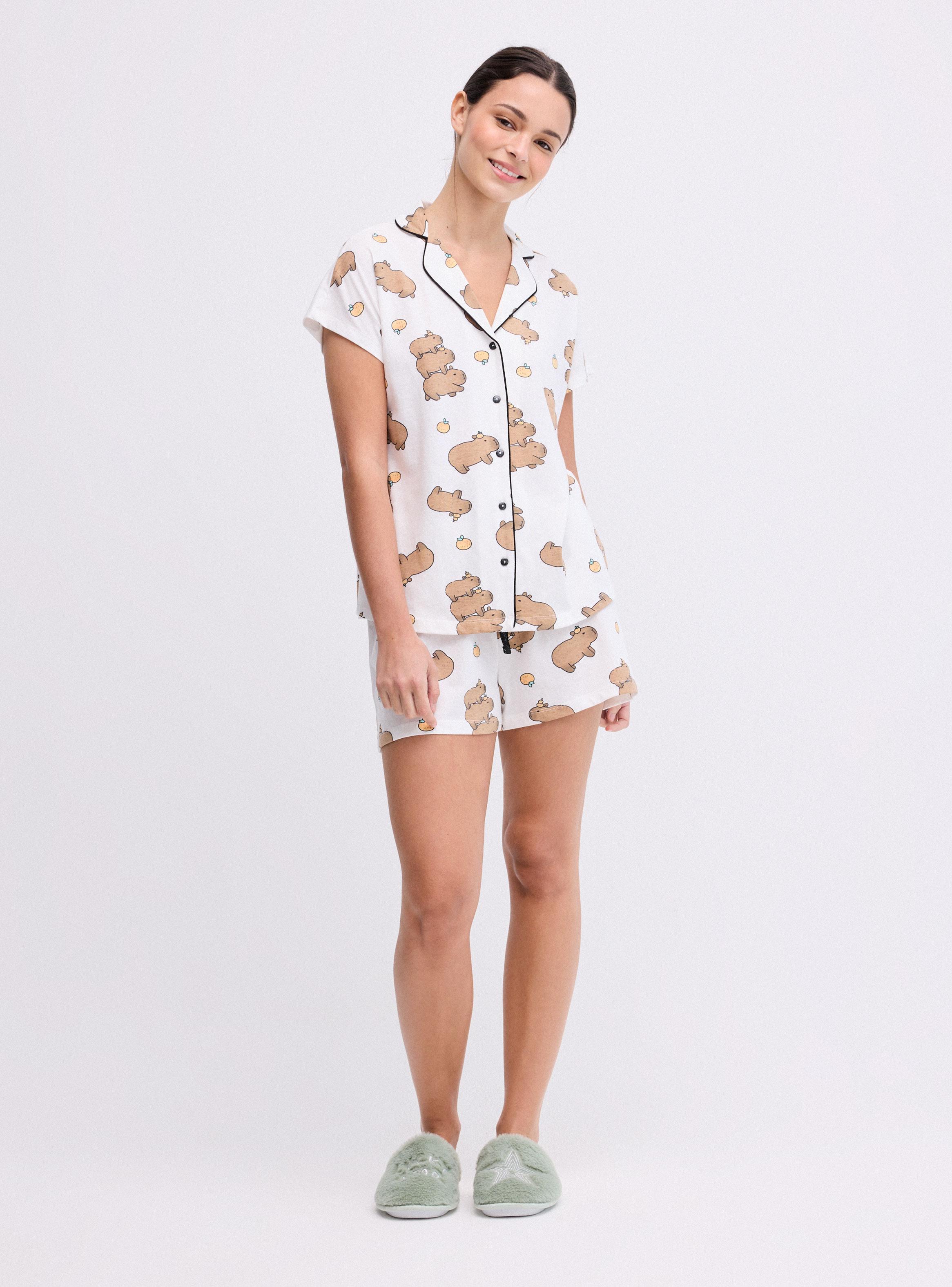 Pijama Camisero Estampado, Jersey-4