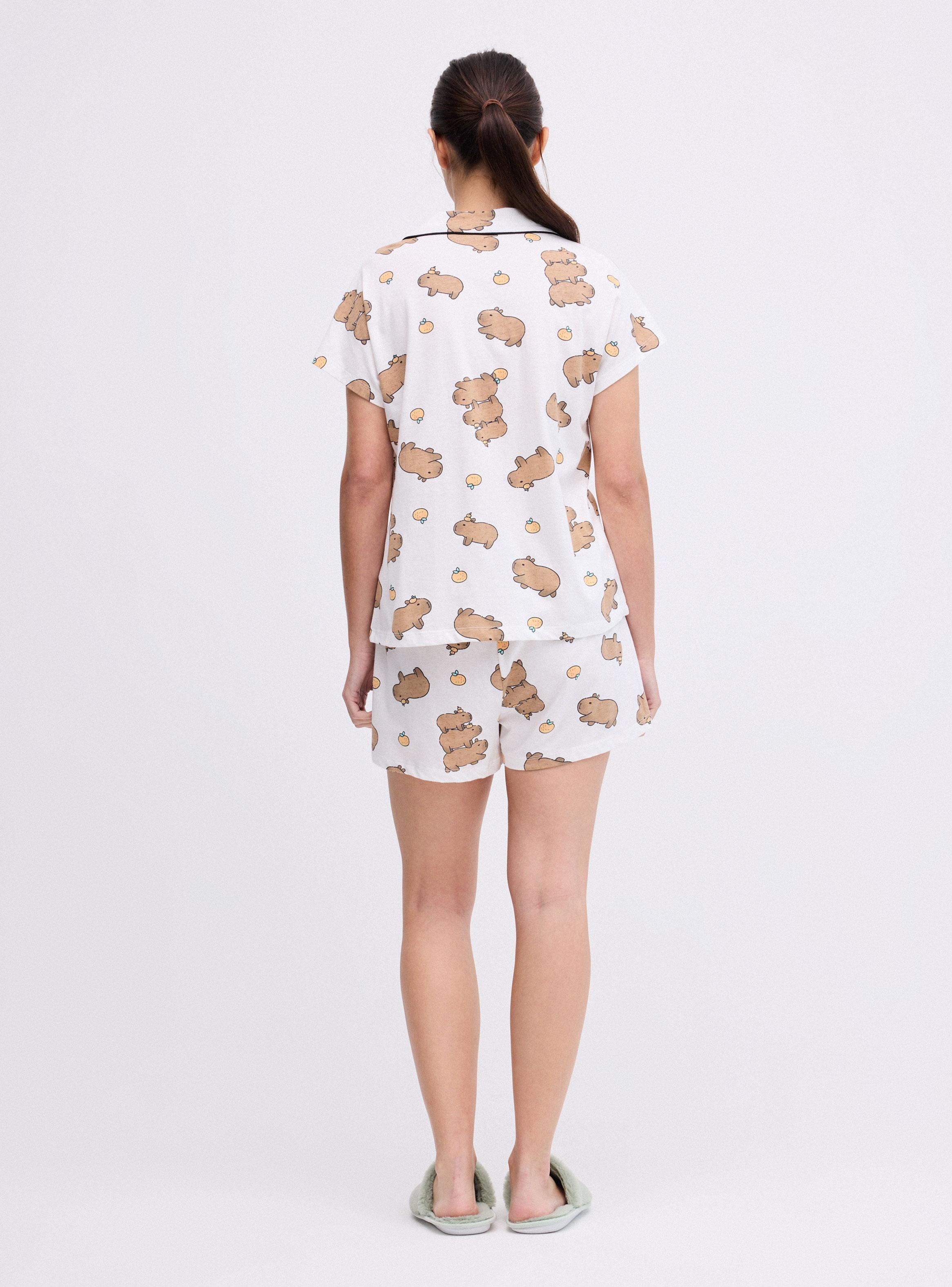 Pijama Camisero Estampado, Jersey-5