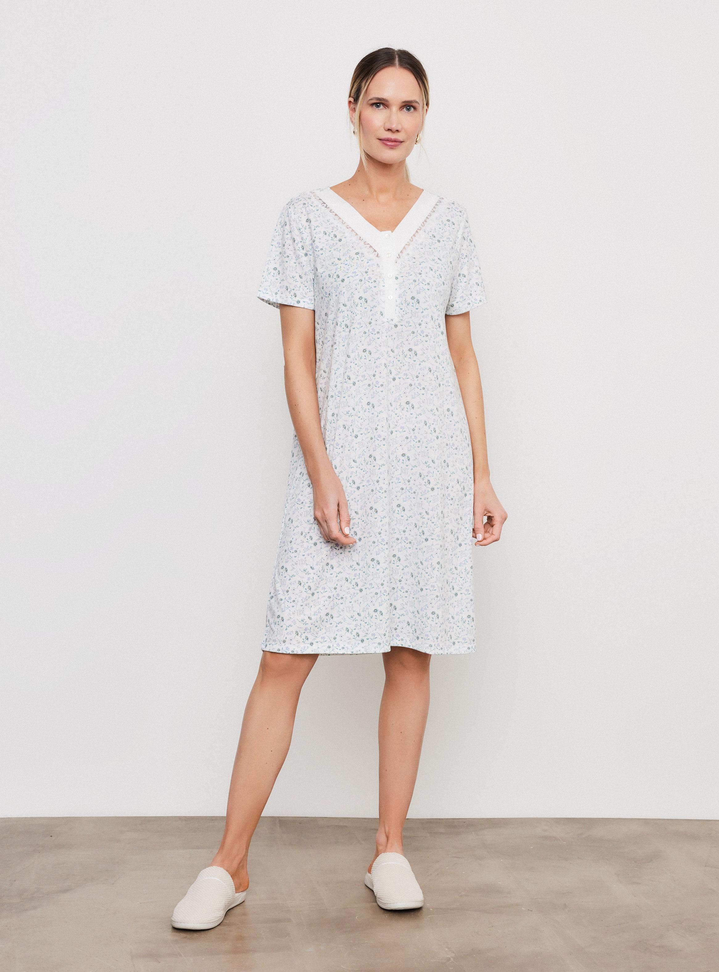 Camisa de Dormir Botones Estampado Flores-4