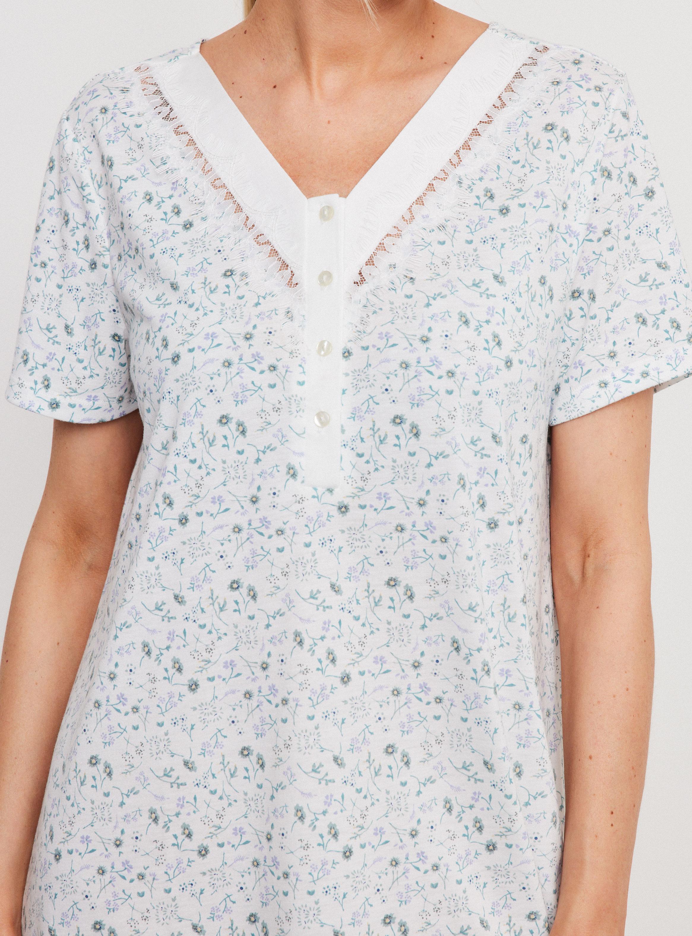 Camisa de Dormir Botones Estampado Flores-2