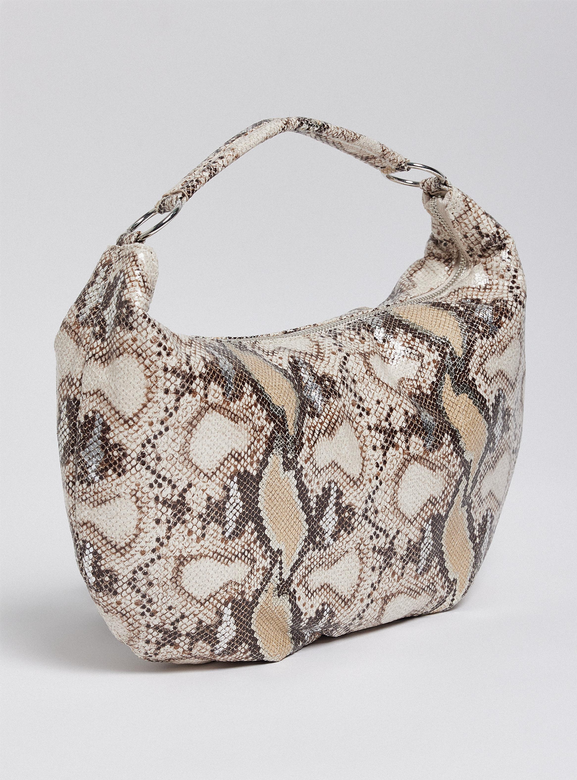 Cartera de Hombro Tipo Hobo Estampada Serpiente-3