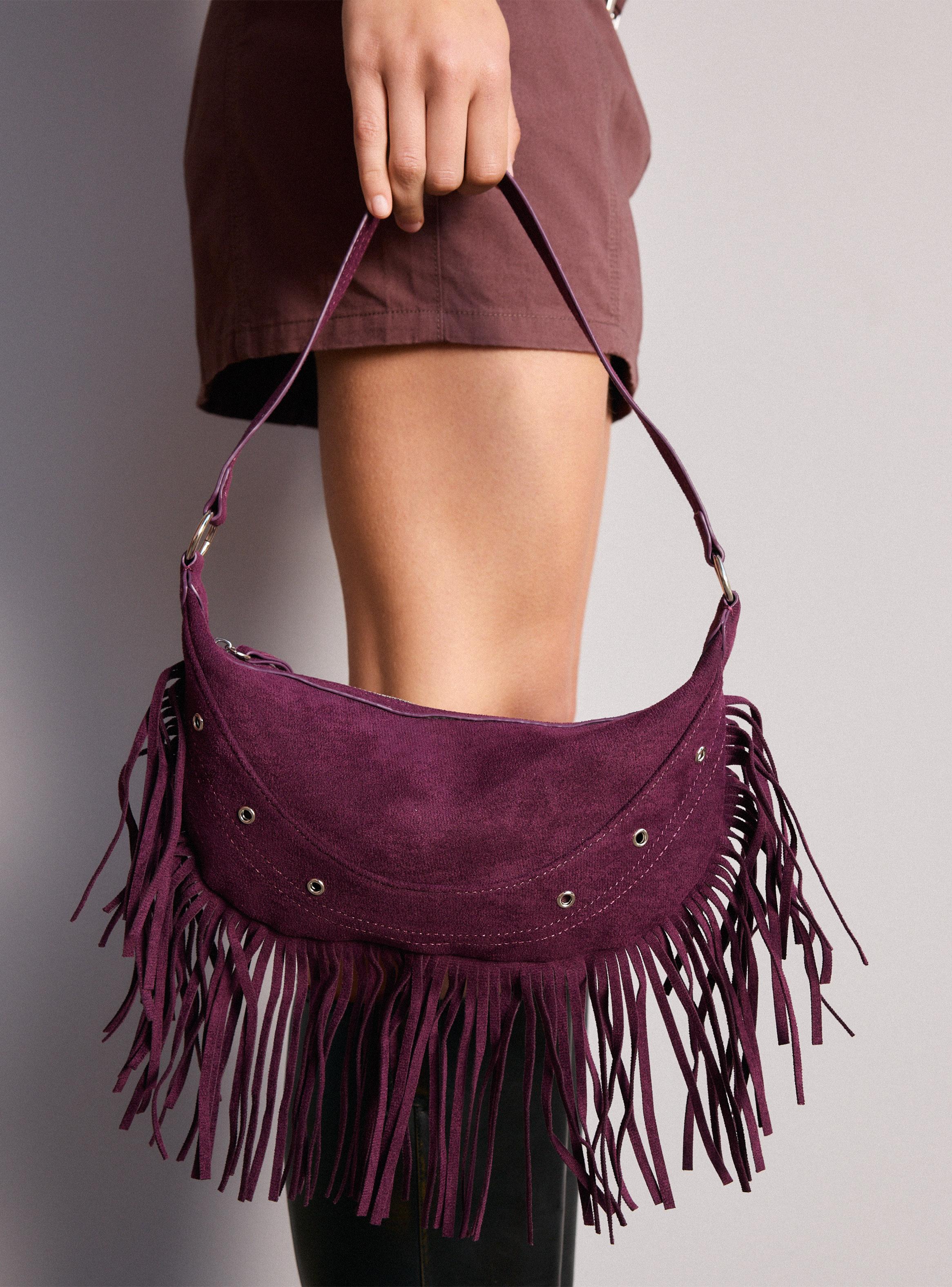 Cartera de Hombro Flecos y Ojetillos-6