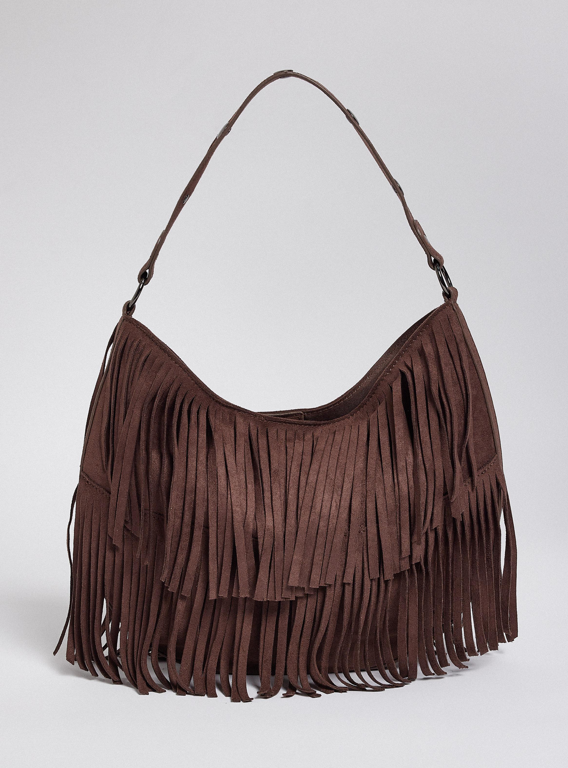 Cartera de Hombro Tipo Hobo con Doble Flecos-3