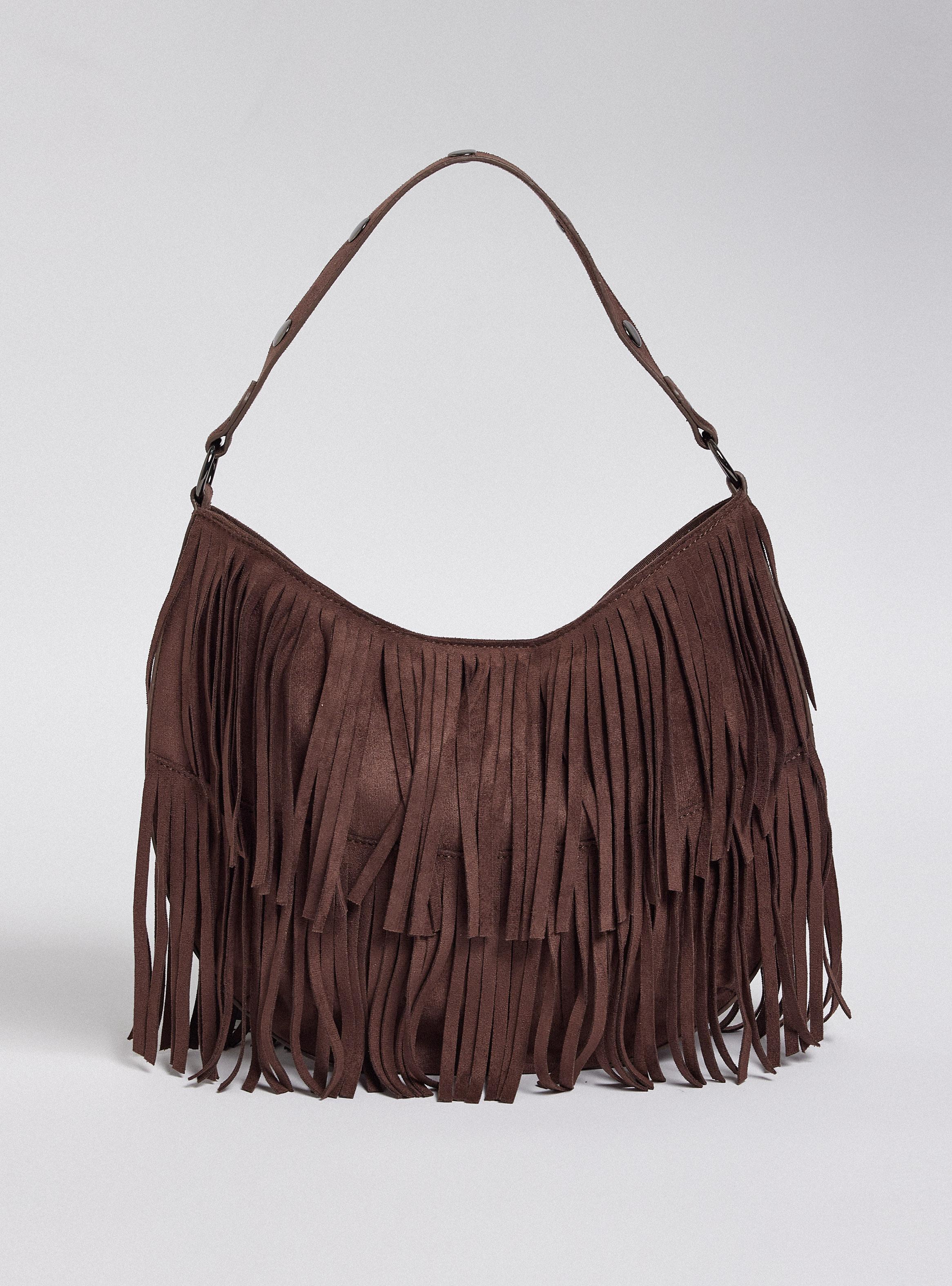 Cartera de Hombro Tipo Hobo con Doble Flecos-2