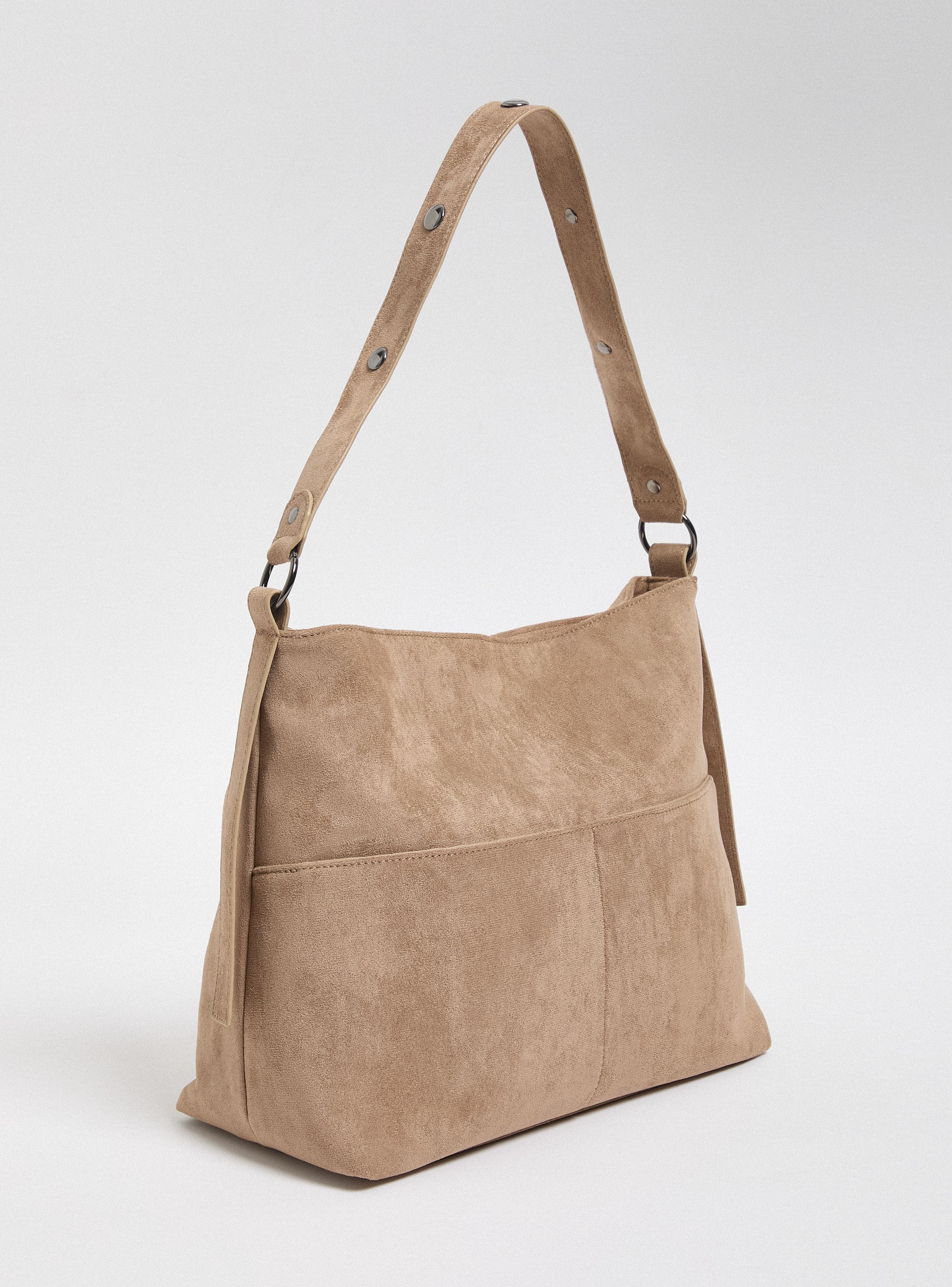 Cartera de Hombro Tipo Tote Efecto Suede-3