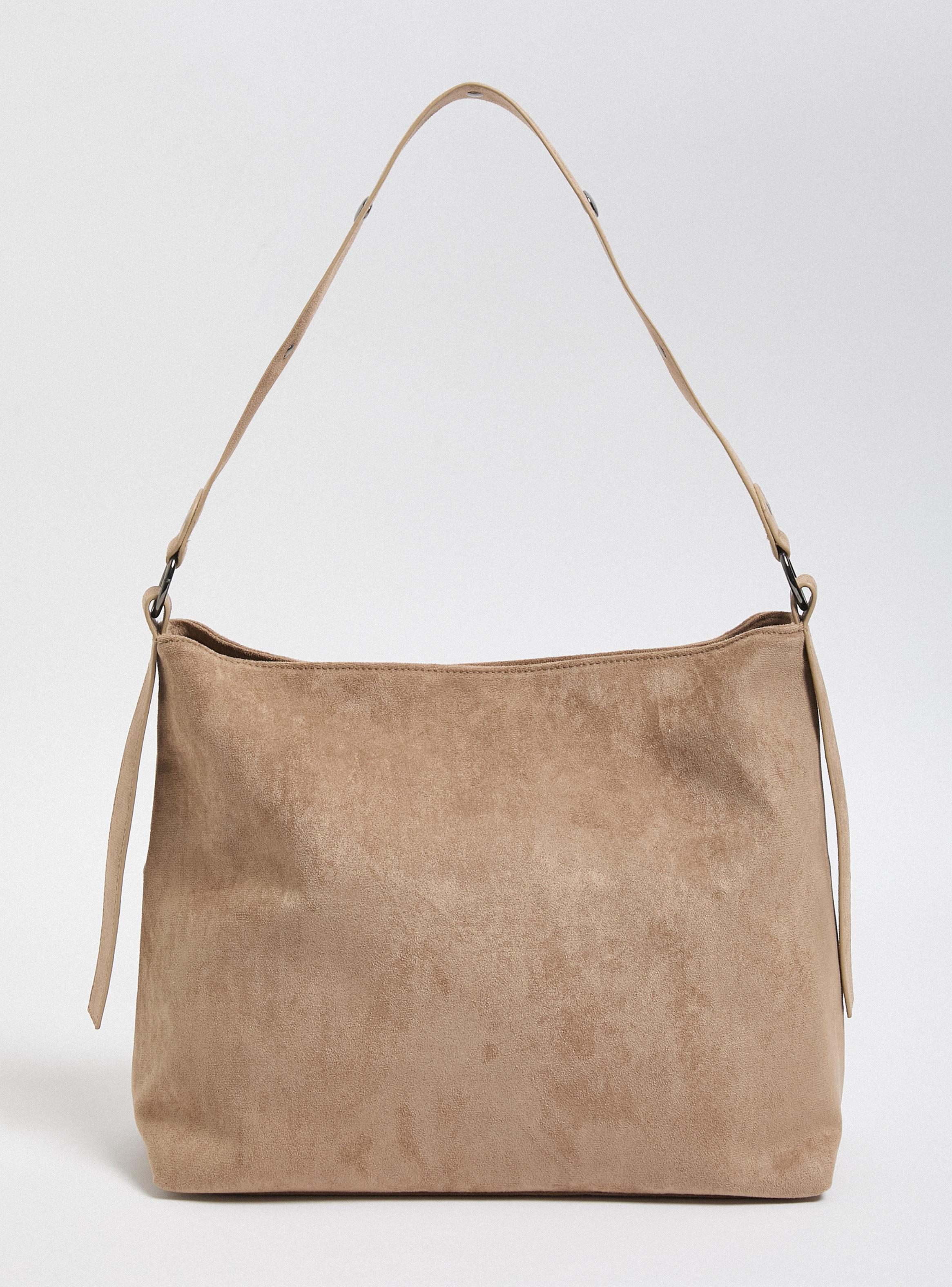 Cartera de Hombro Tipo Tote Efecto Suede-4