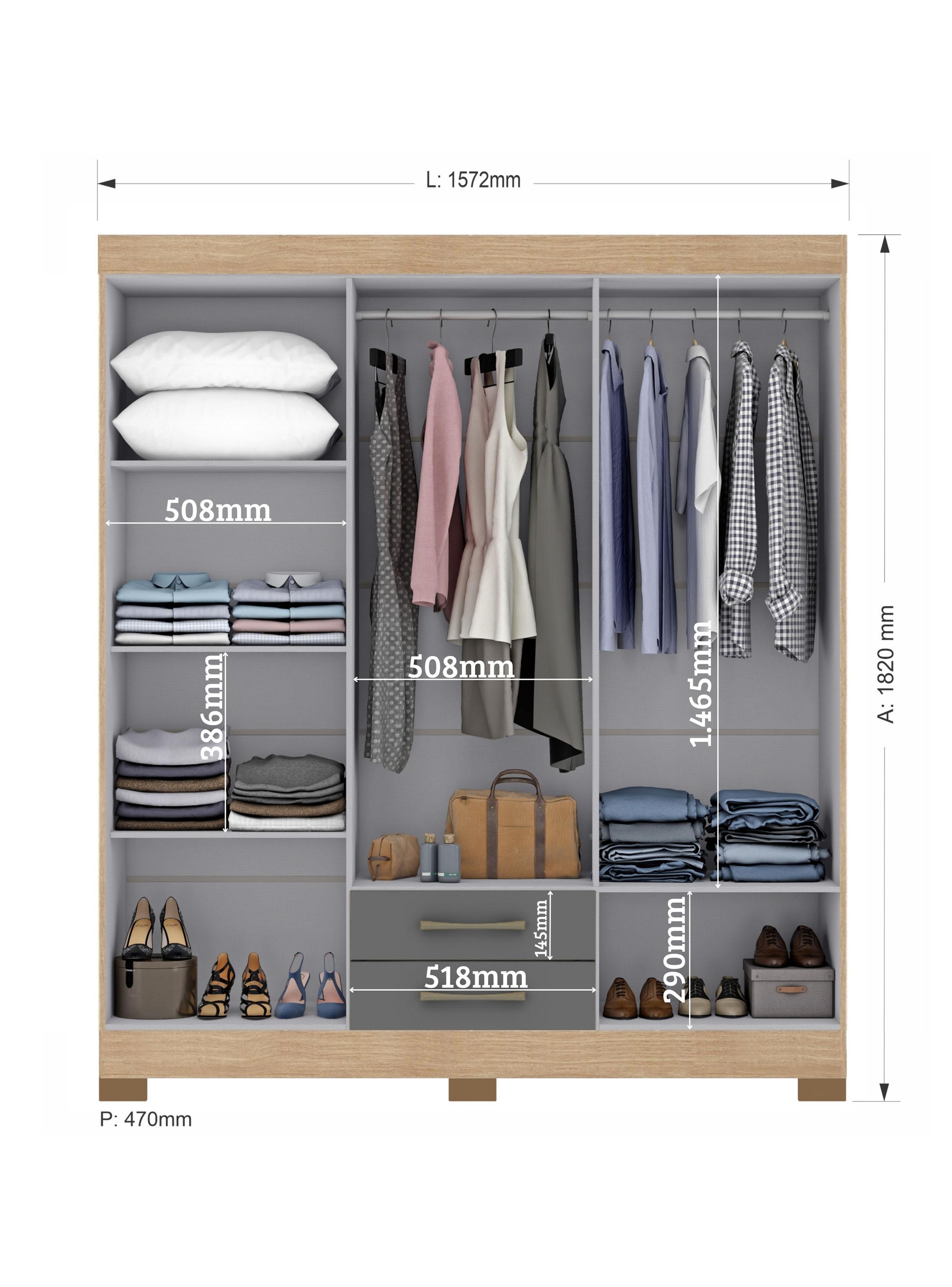 Clóset 6 Puertas 2 Cajones Escocia Gris-1