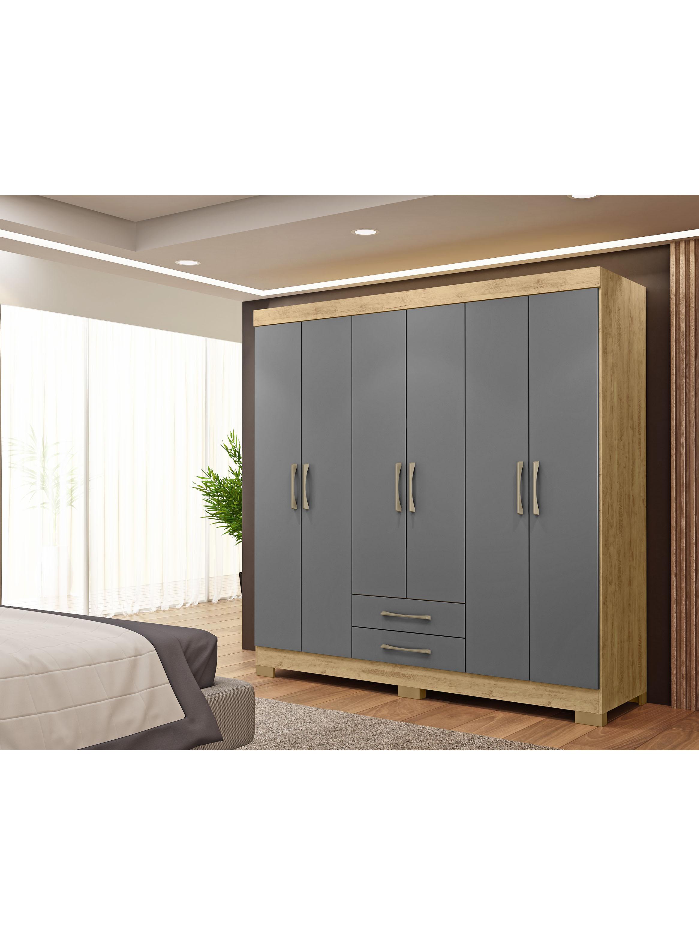 Clóset 6 Puertas 2 Cajones Escocia Gris-3