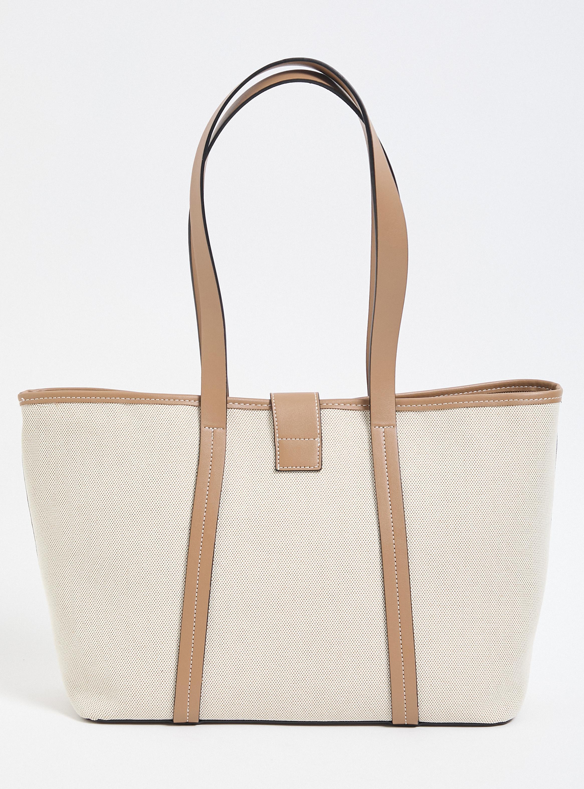 Cartera Totebag Textil con Detalles Efecto Cuero-2