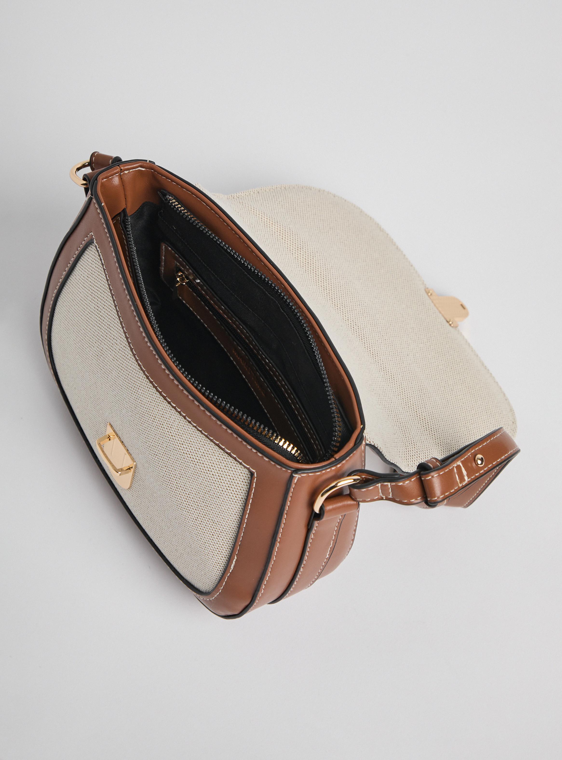 Cartera Crossbody Textil con Detalles Efecto Cuero-3