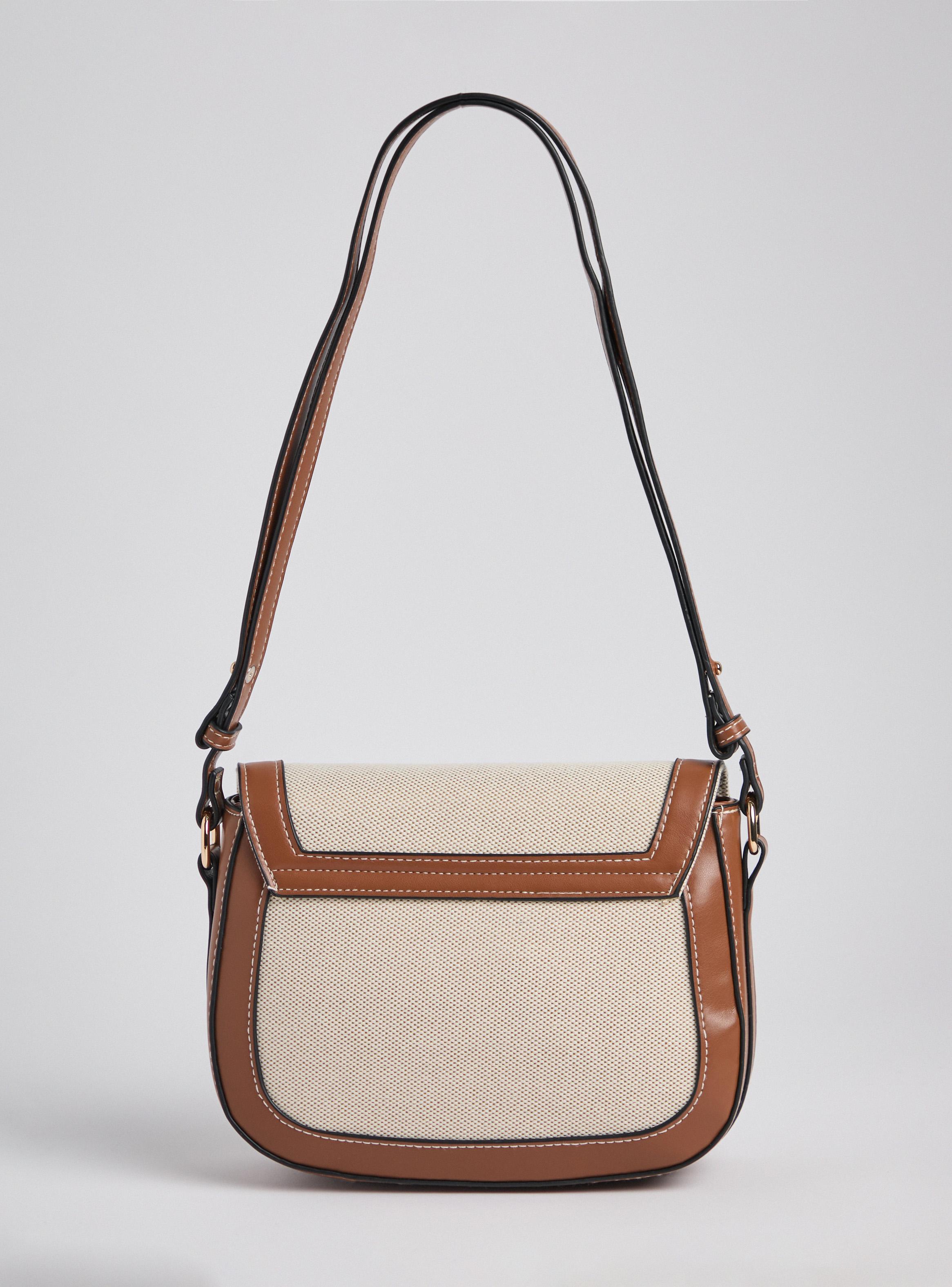 Cartera Crossbody Textil con Detalles Efecto Cuero-2