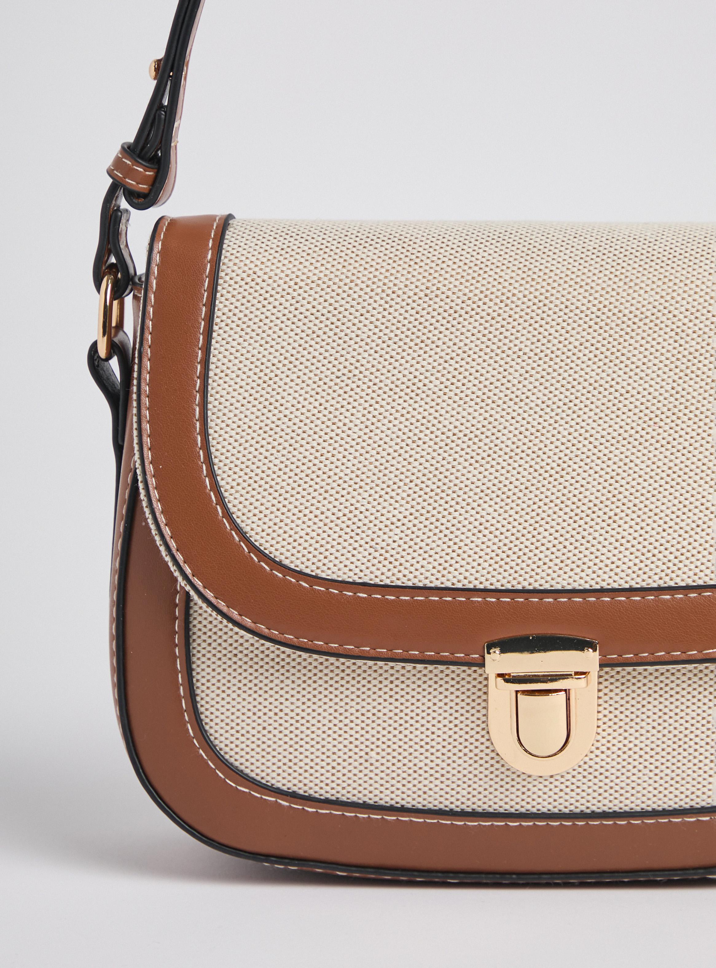 Cartera Crossbody Textil con Detalles Efecto Cuero-4
