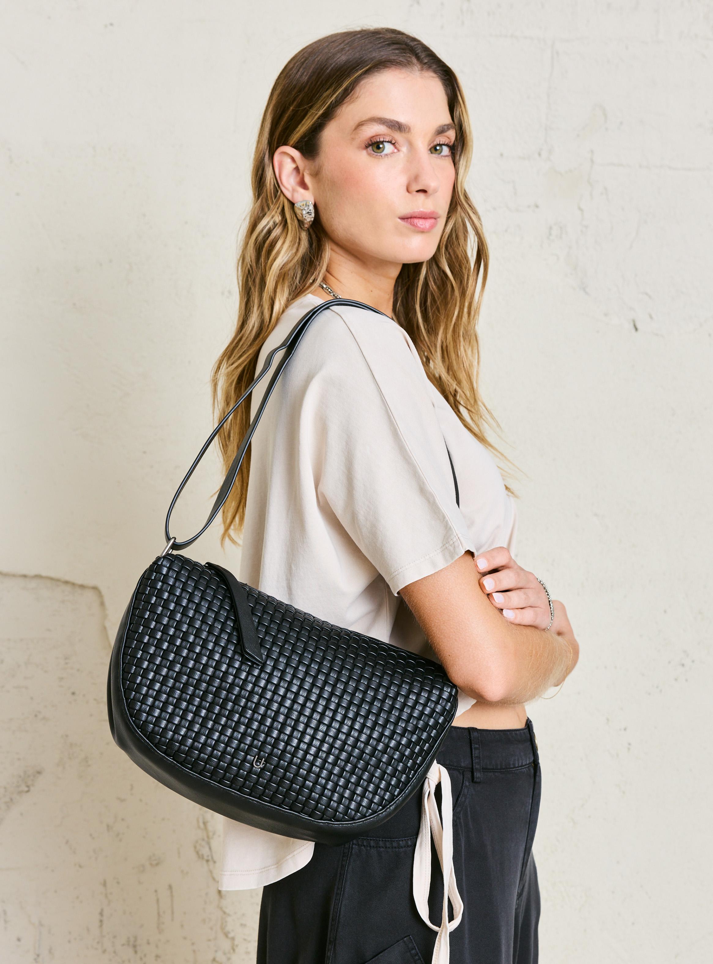Cartera de Hombro Cruzada con Diseño Entramado-5