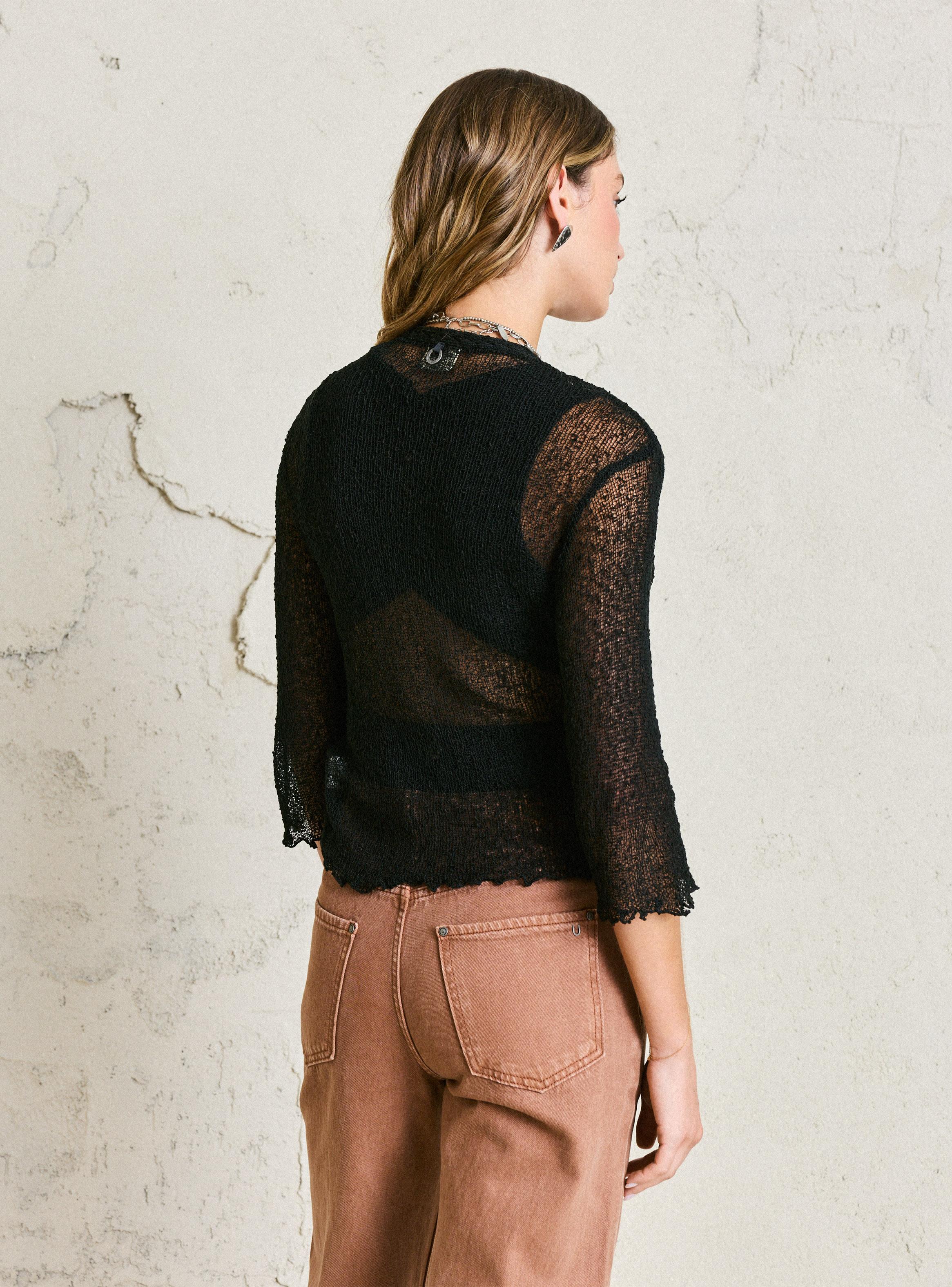 Chaleco Tipo Malla con Trenza Tejida-3