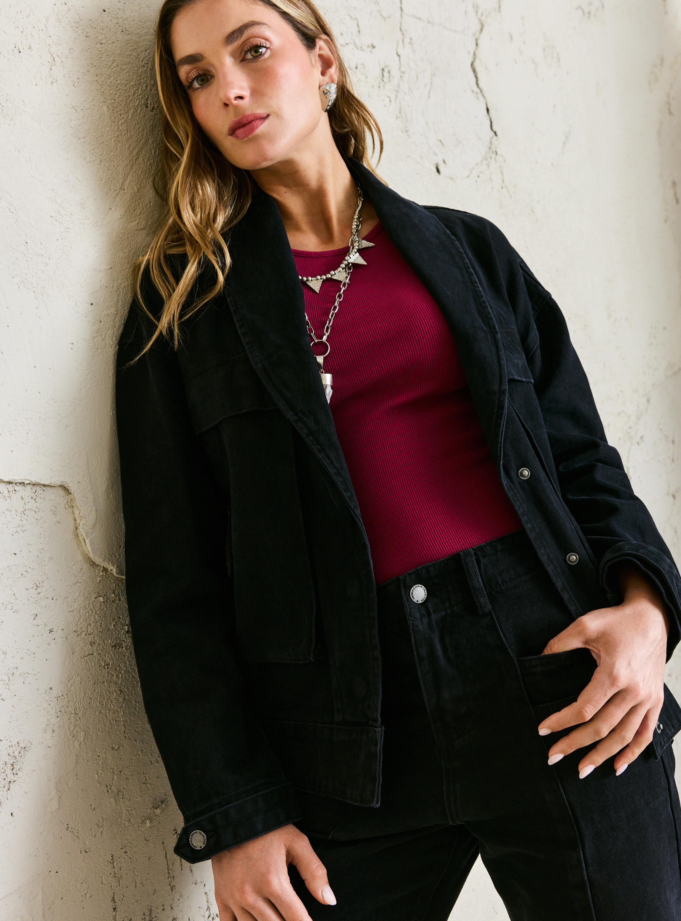 Chaqueta Pliegues Bolsillos Look Desgastado-2