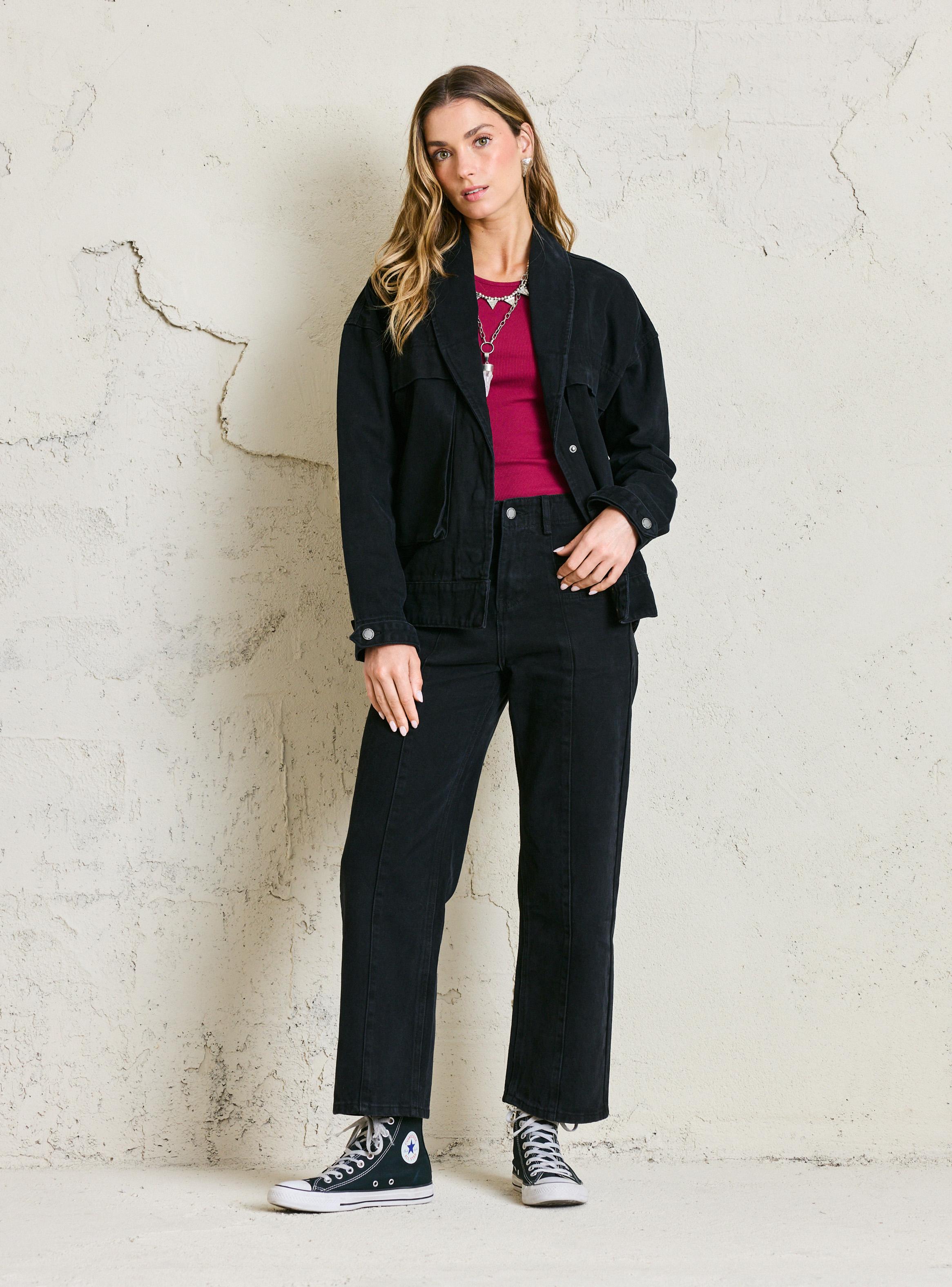 Chaqueta Pliegues Bolsillos Look Desgastado-4