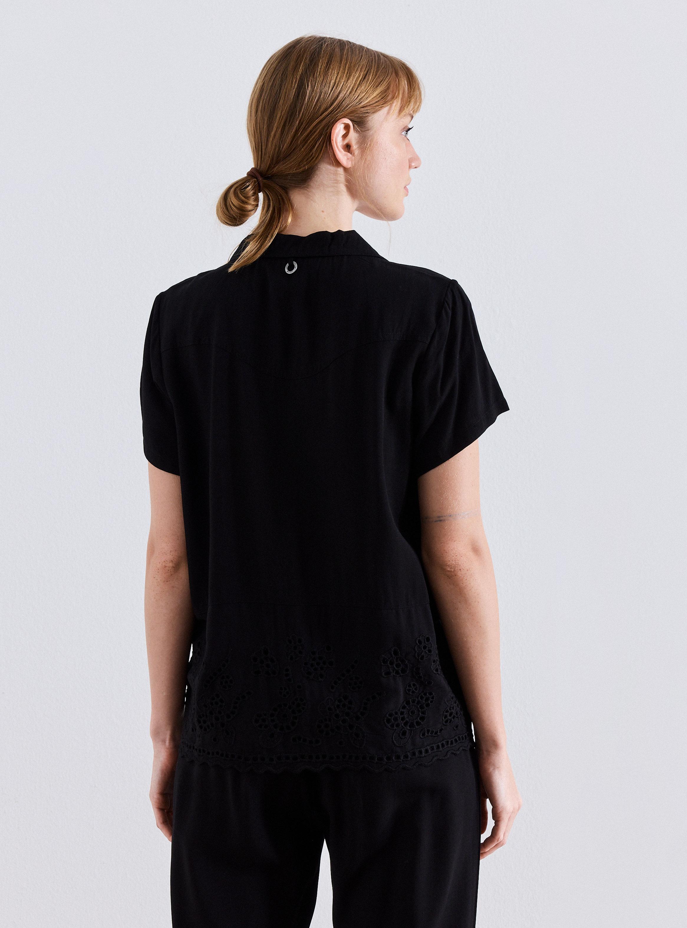 Pijama Manga Corta con Aplicación Calada Broderie-1