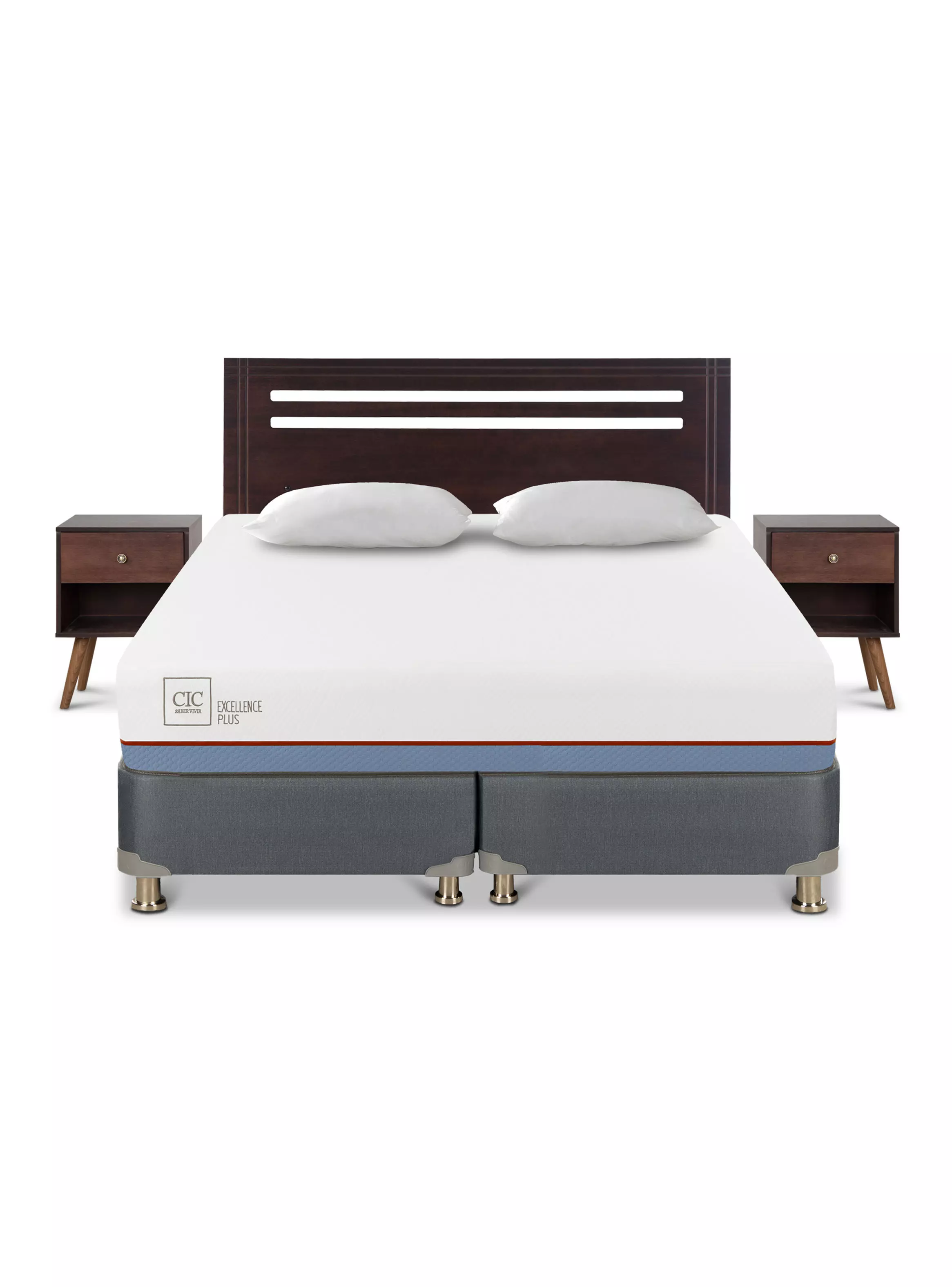 Cama Americana Excellence Plus 2 Plazas Base Dividida + Set de Muebles Múnich-2