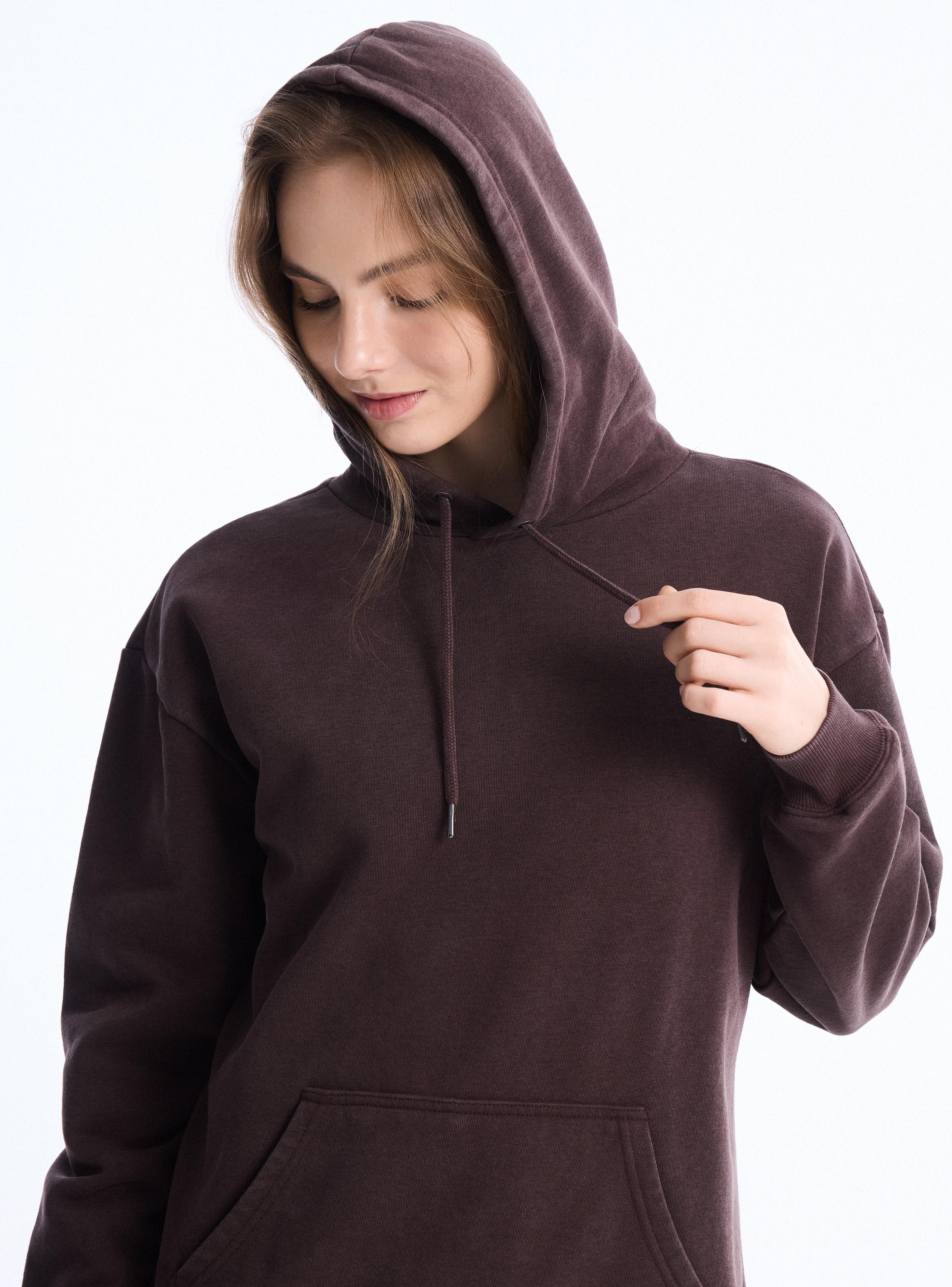 Polerón con Capucha Sólido Oversize-3