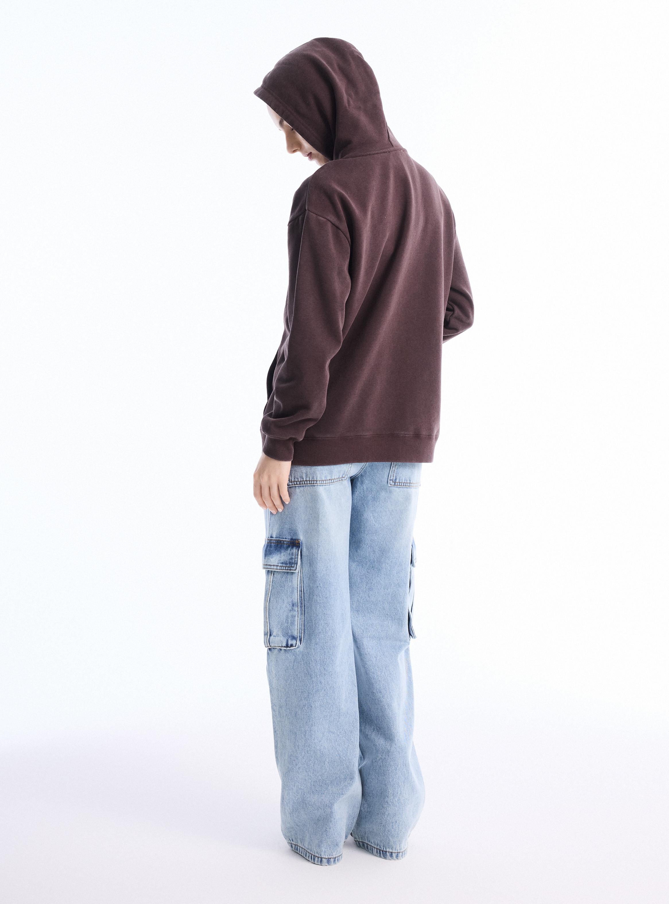Polerón con Capucha Sólido Oversize-5
