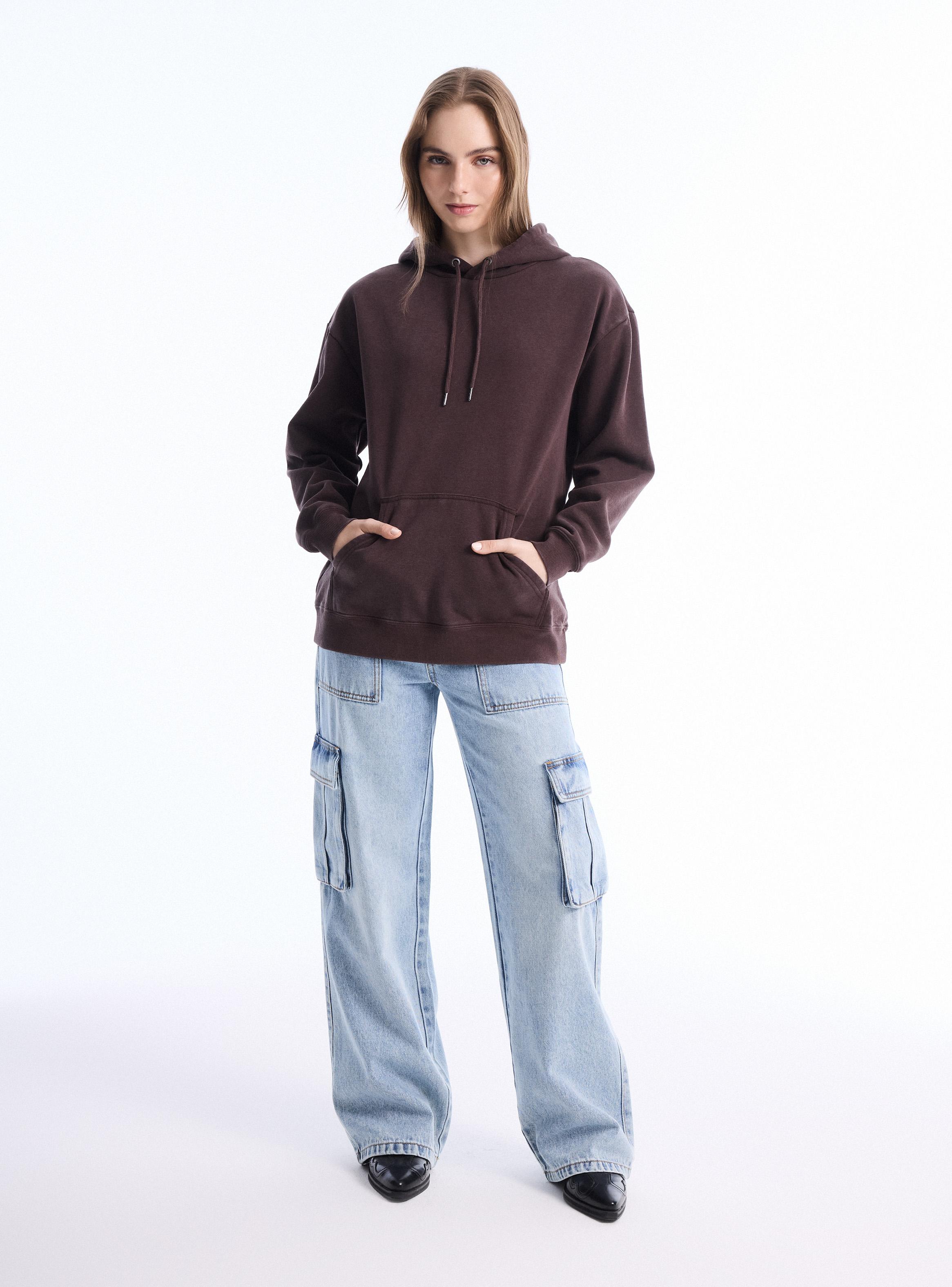 Polerón con Capucha Sólido Oversize-4