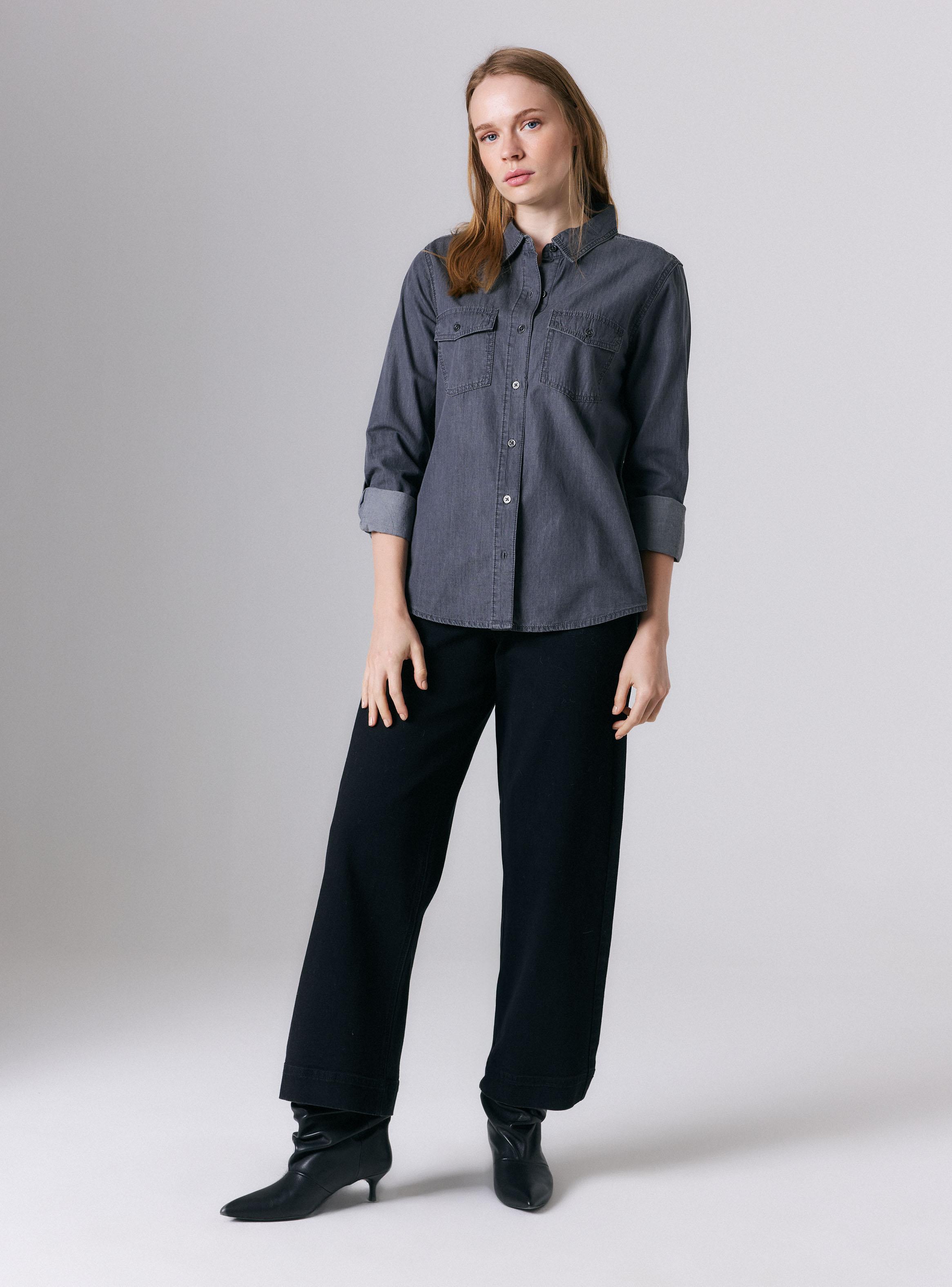 Camisa Básica Denim Abotonada-4