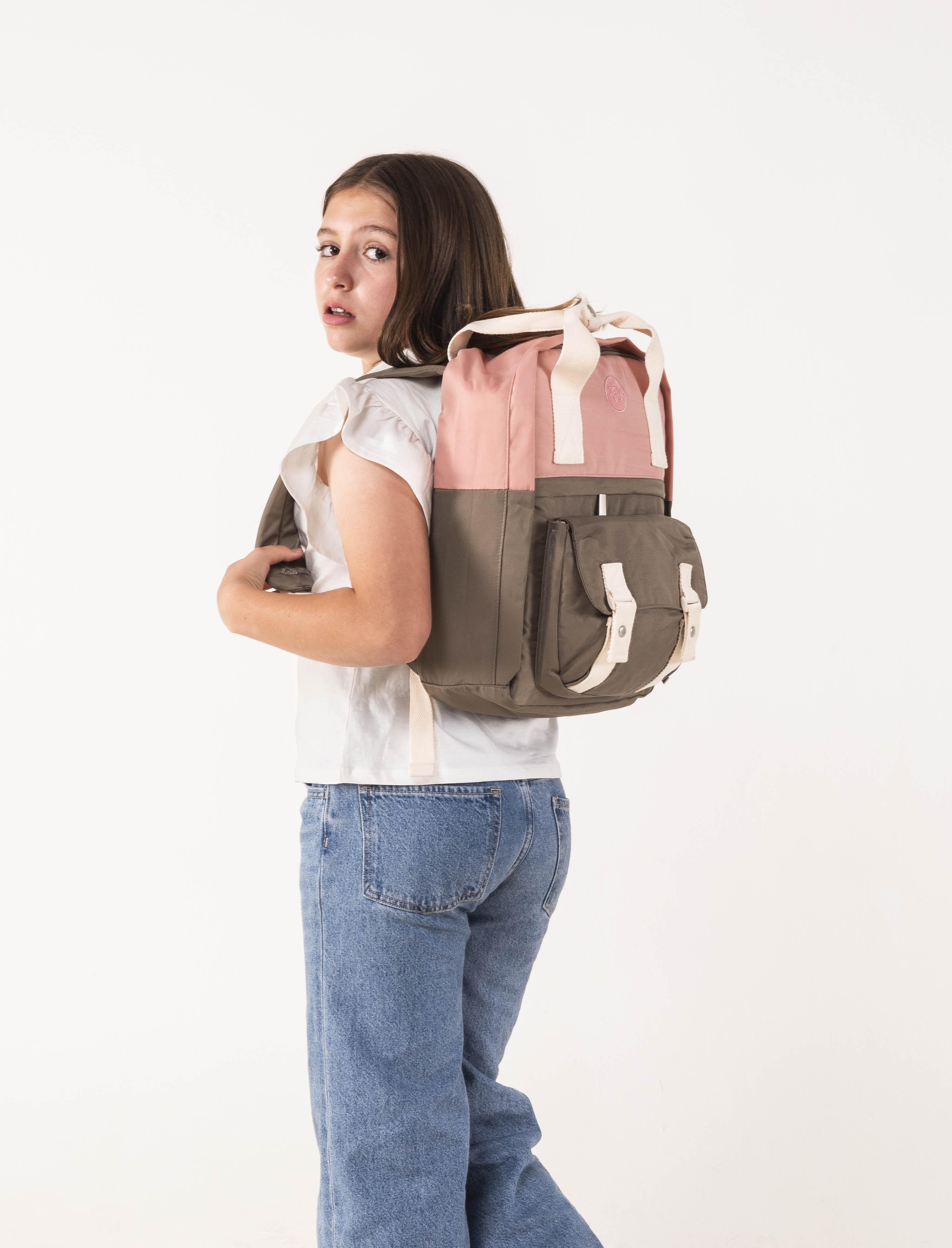 Mochila Praga Rosado con Café-2