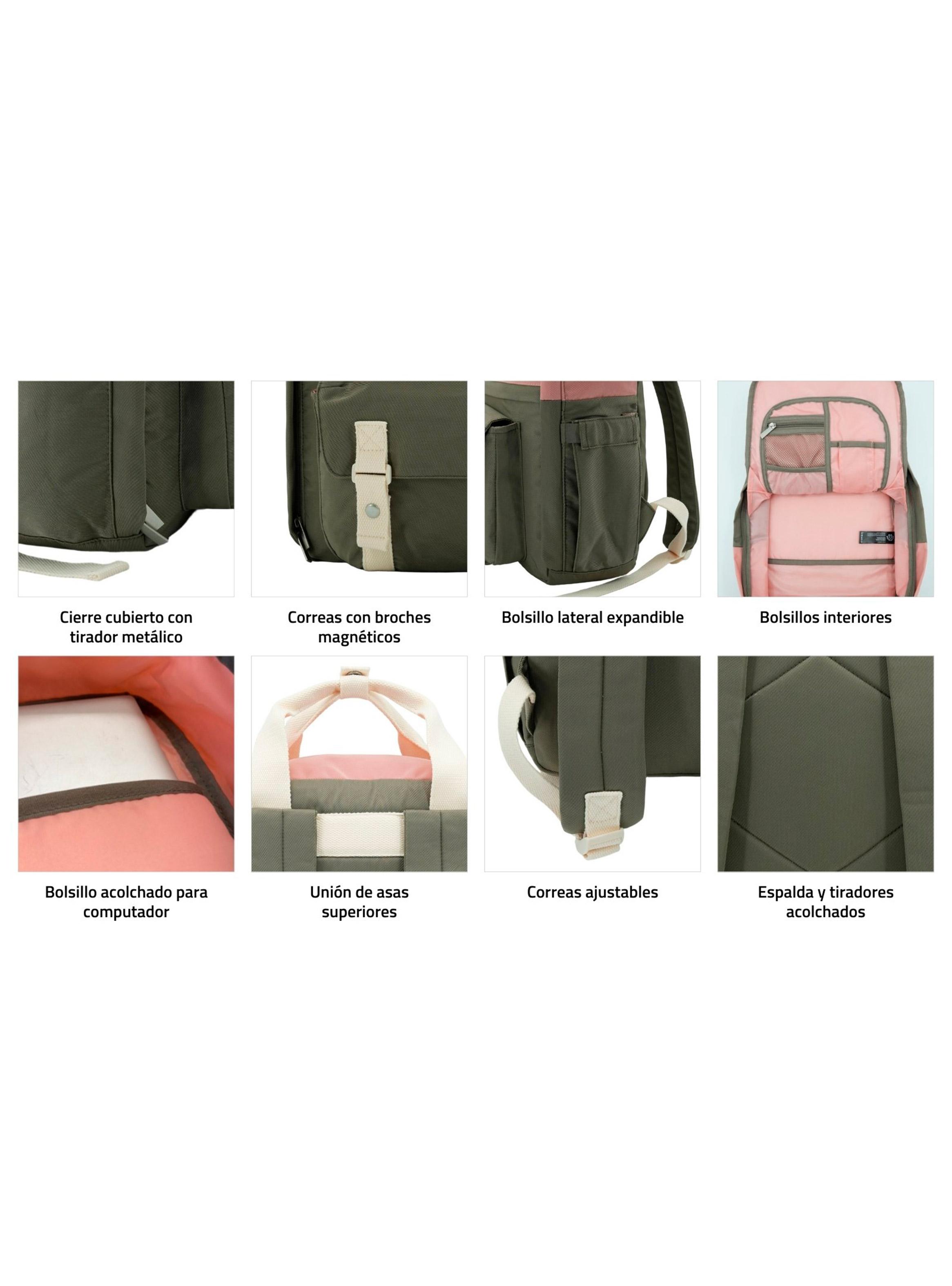 Mochila Praga Rosado con Café-7