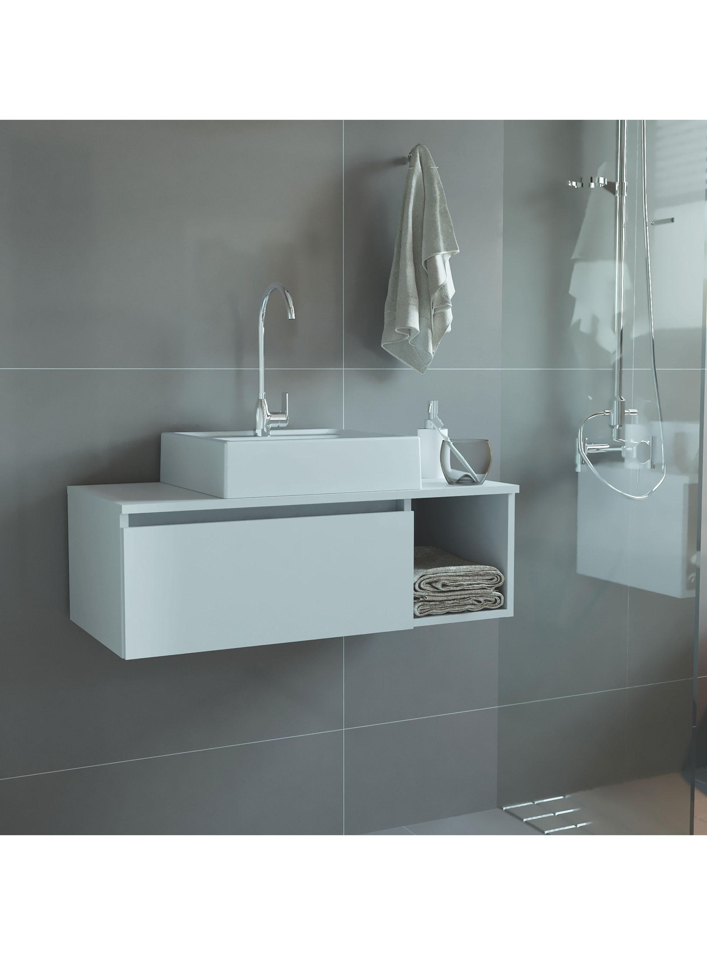 Mueble Baño Aéreo Blanco 1 Puerta y Lavamanos-5