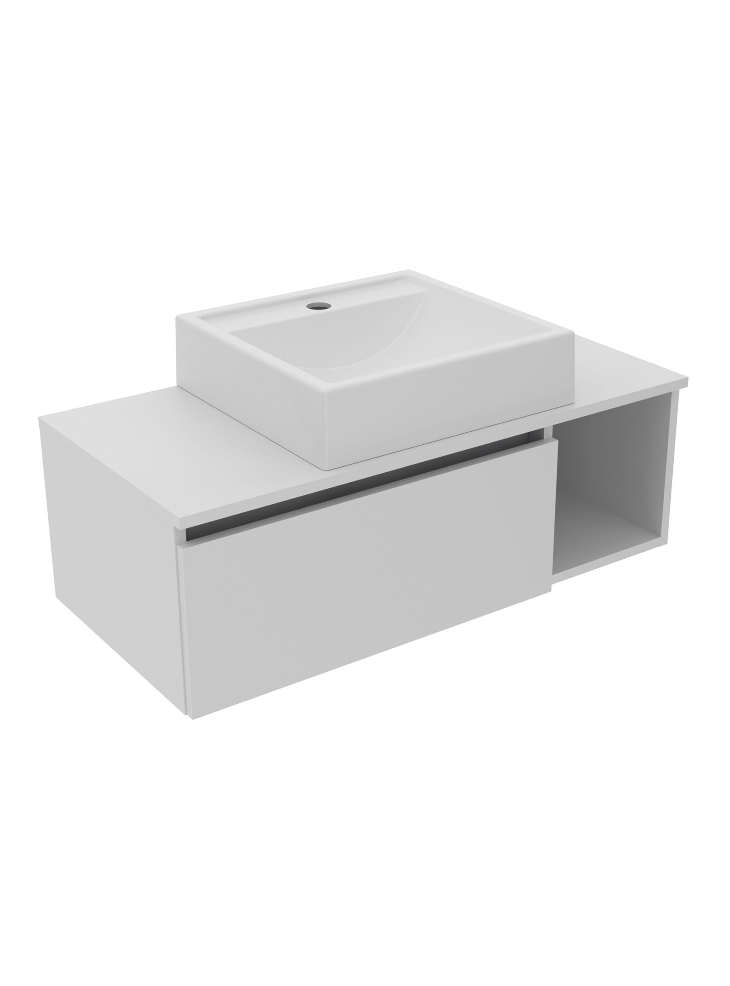 Mueble Baño Aéreo Blanco 1 Puerta y Lavamanos-2