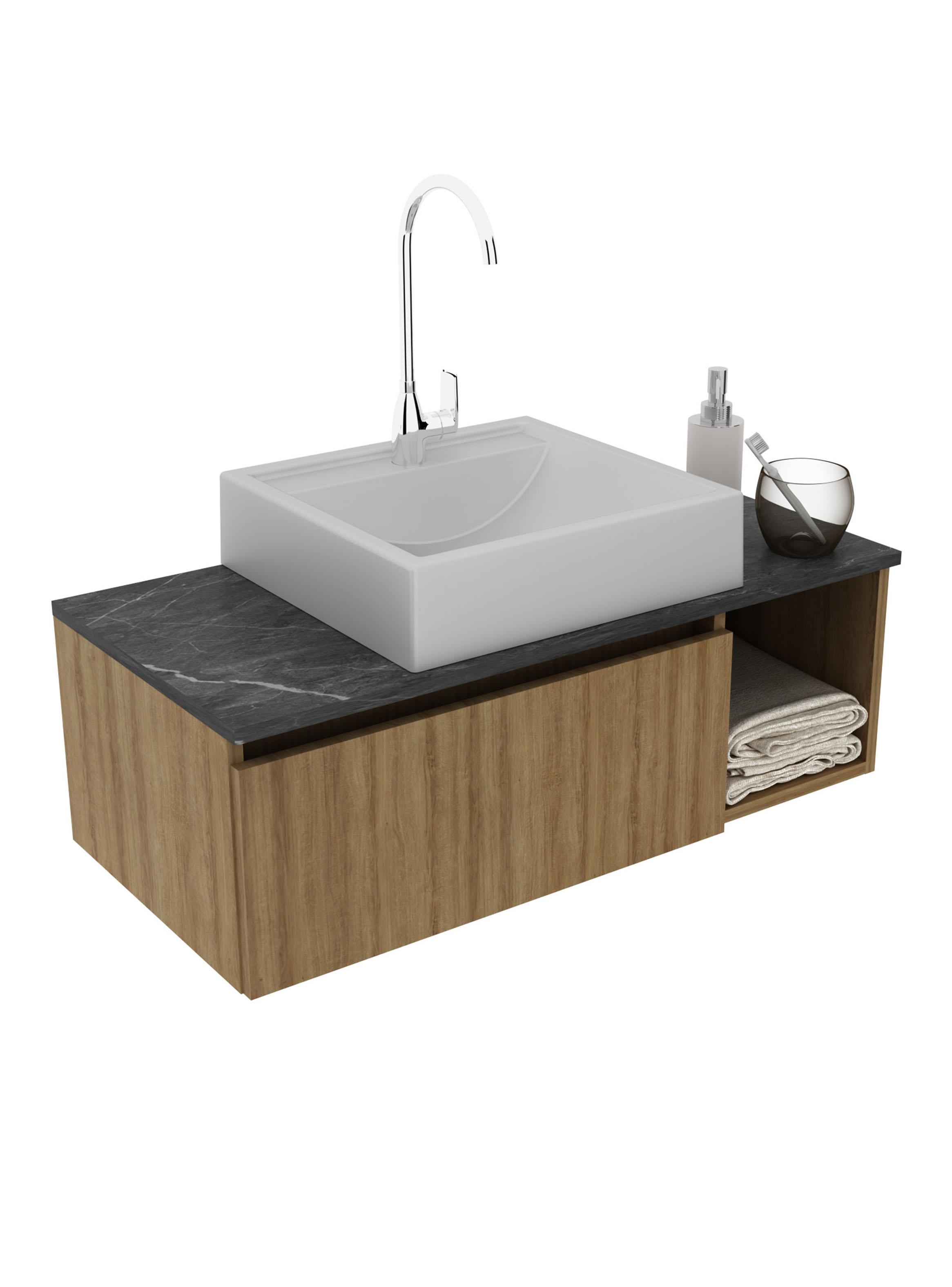 Mueble Baño Aéreo con 1 Puerta y Lavamanos-4
