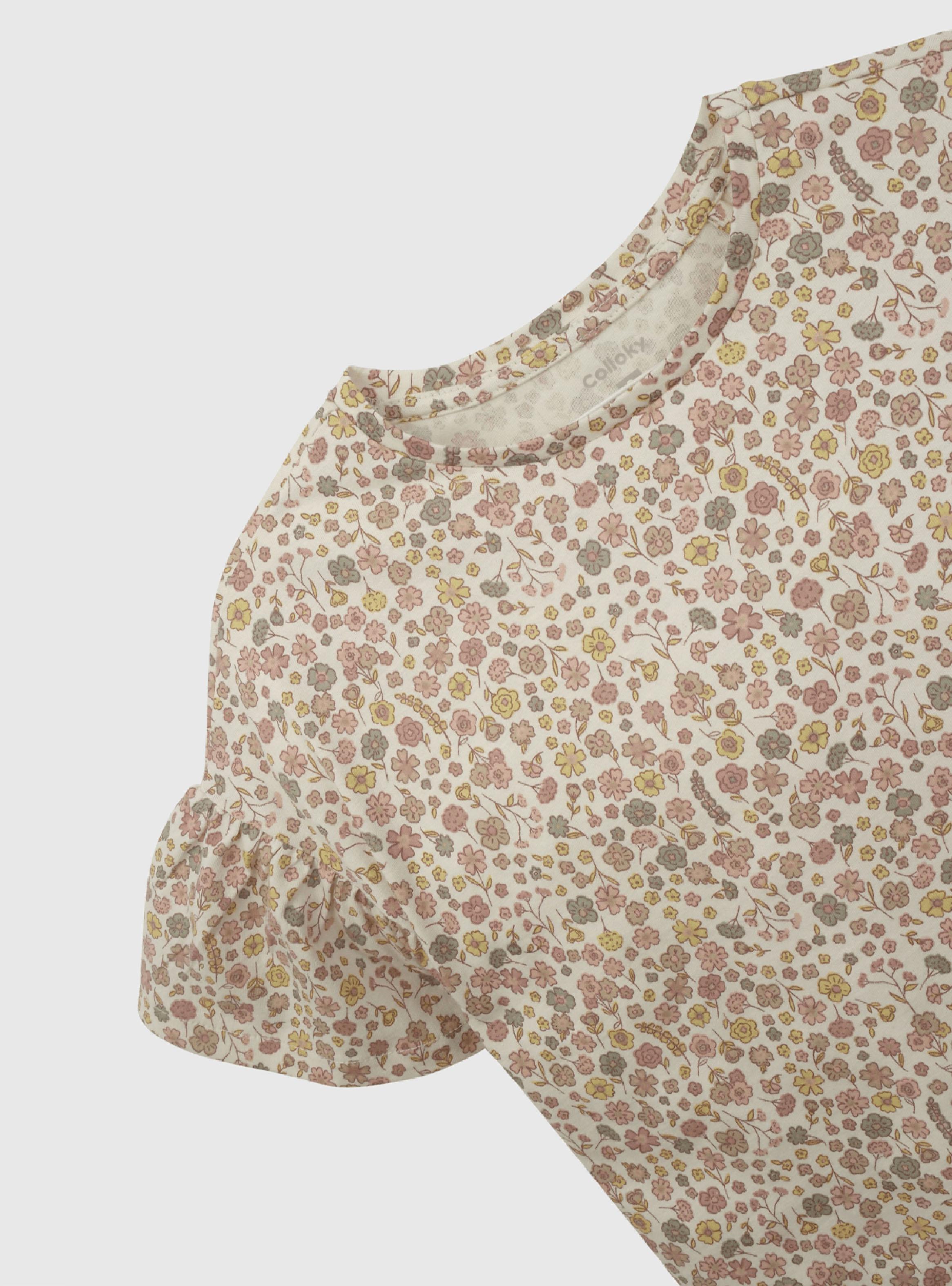 Polera Estampado Mini Flores con Vuelos en Manga-2