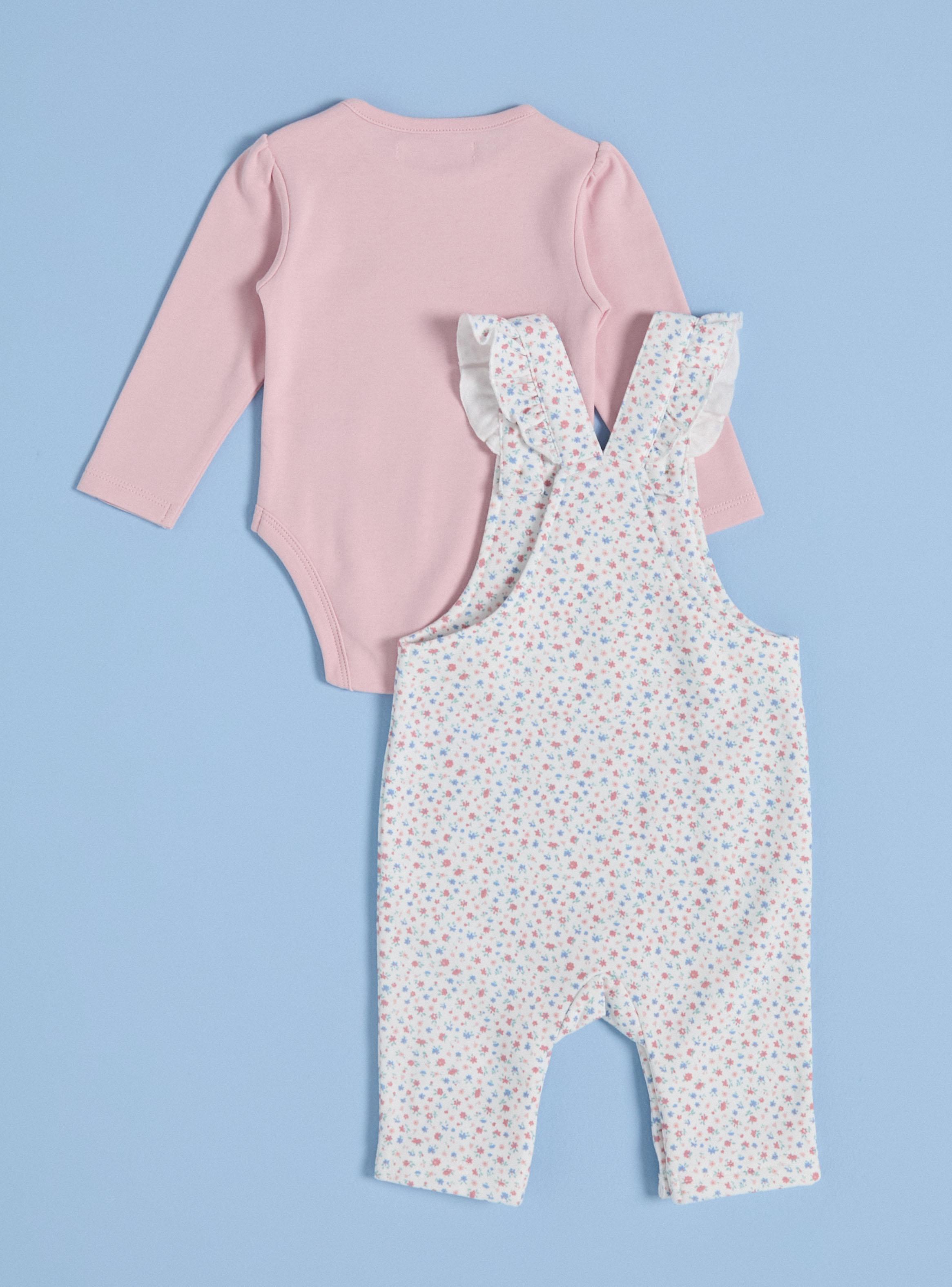 Conjunto Jardinera con Vuelos y Body de Algodón-2