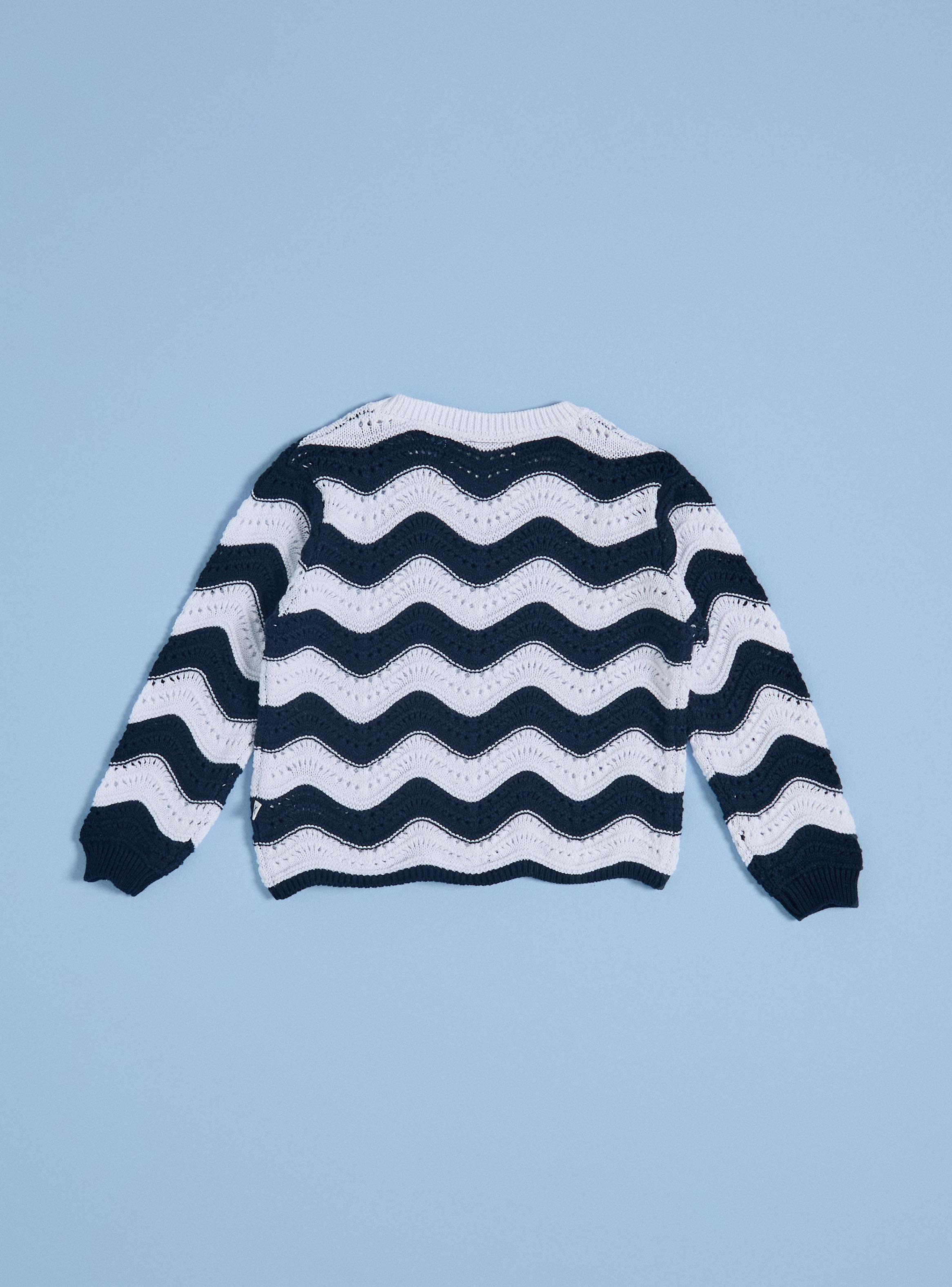 Sweater Cuello Redondo con Líneas Irregulares Bicolor-2