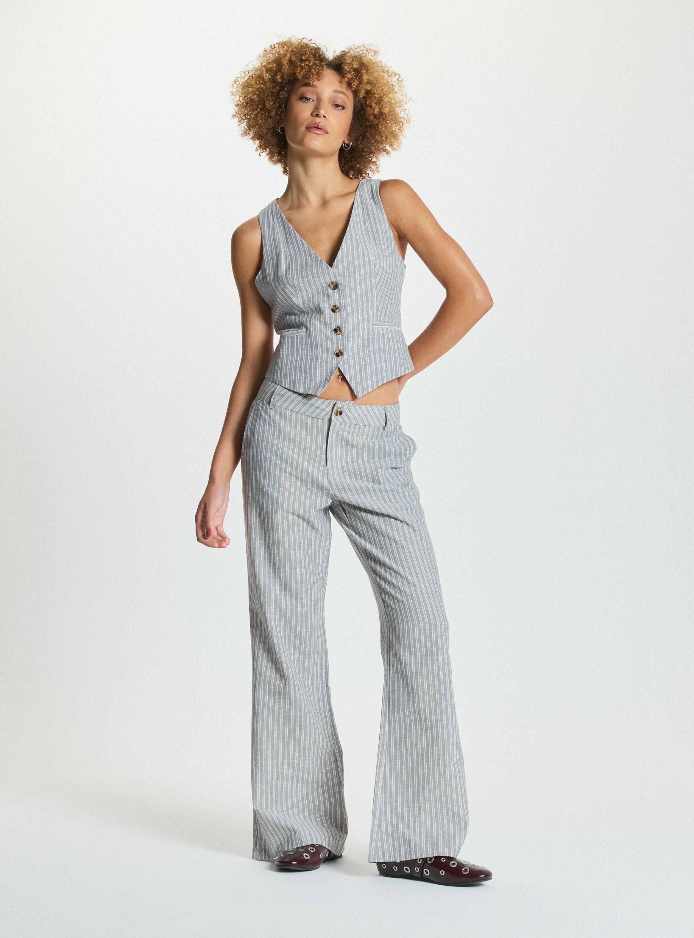 Pantalón Rayas Tiro Bajo-4