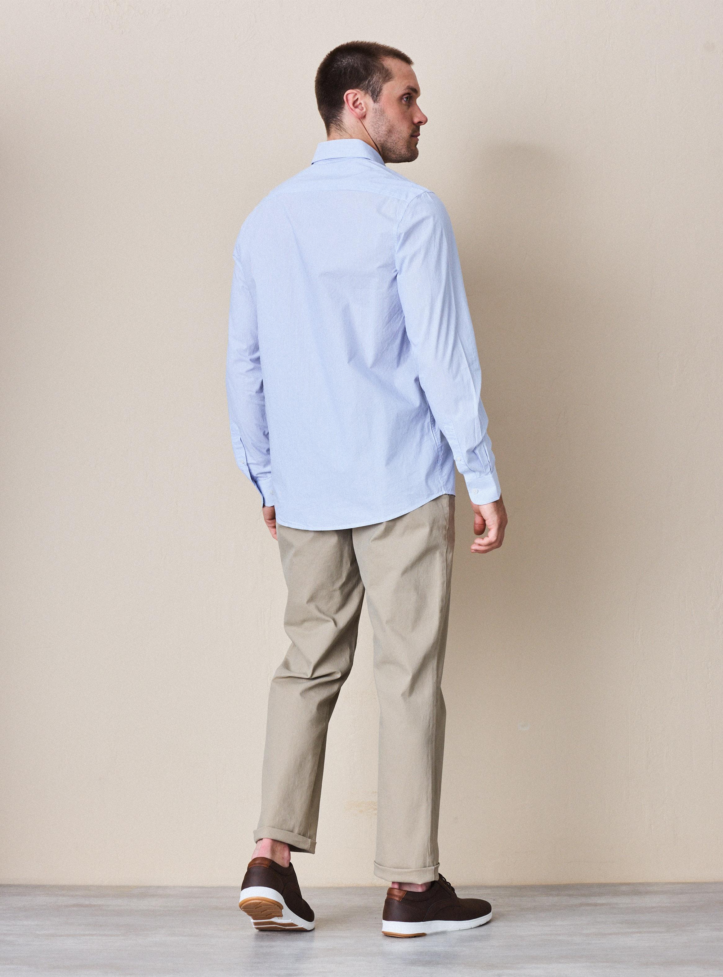 Camisa Manga Larga Poplin Algodón Rayas-5