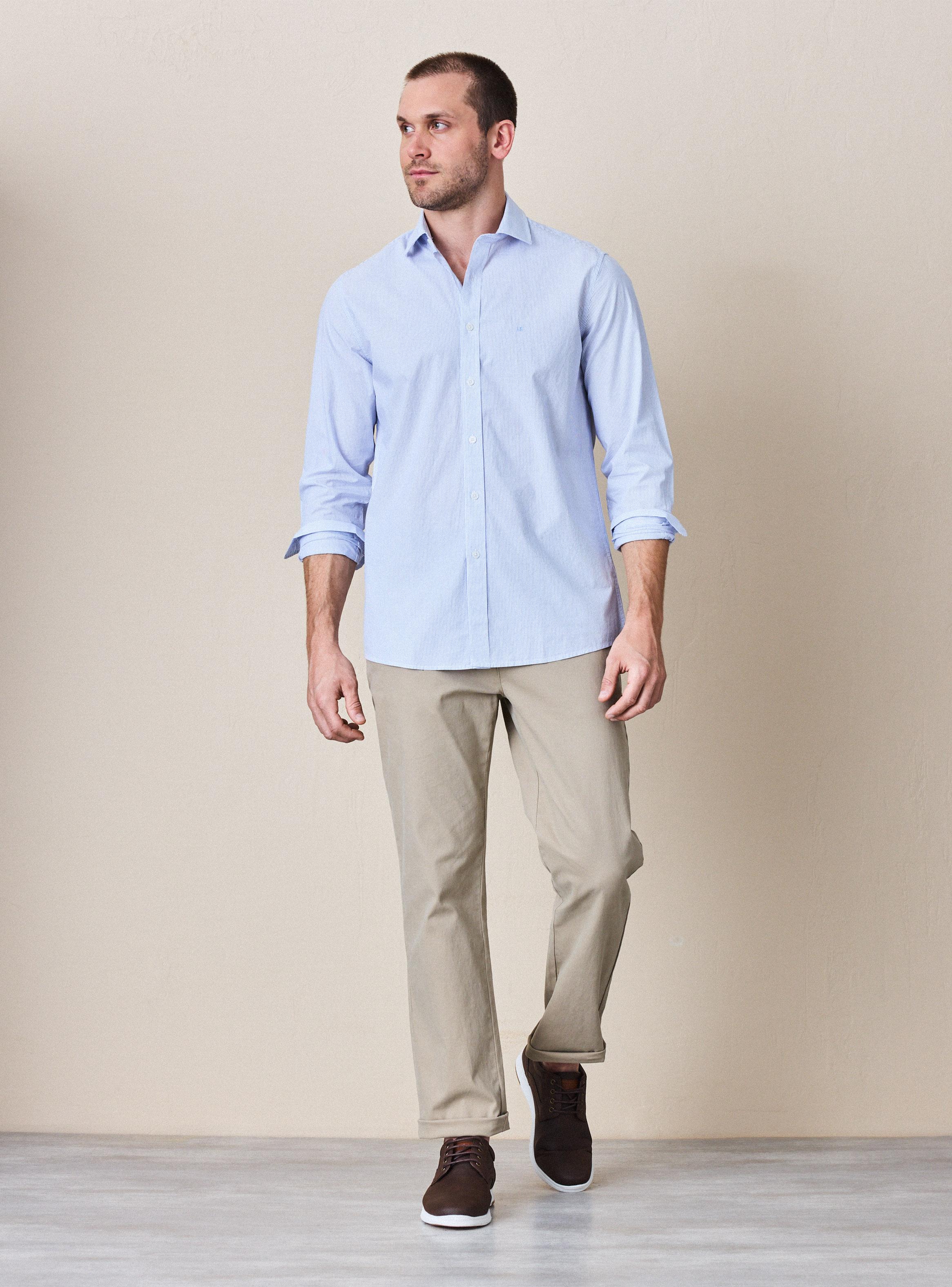 Camisa Manga Larga Poplin Algodón Rayas-4