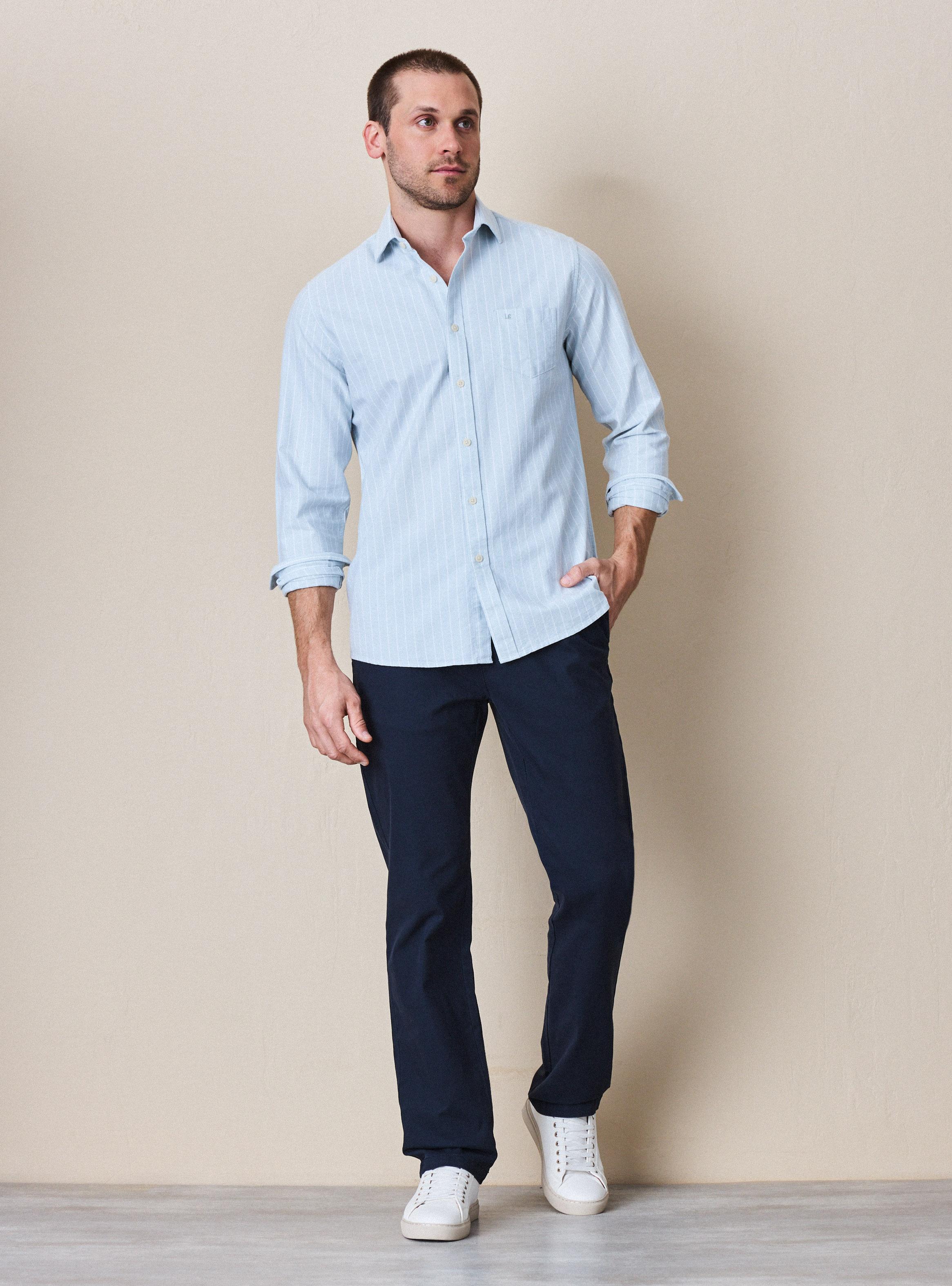 Camisa Manga Larga Algodón Oxford Rayas-4