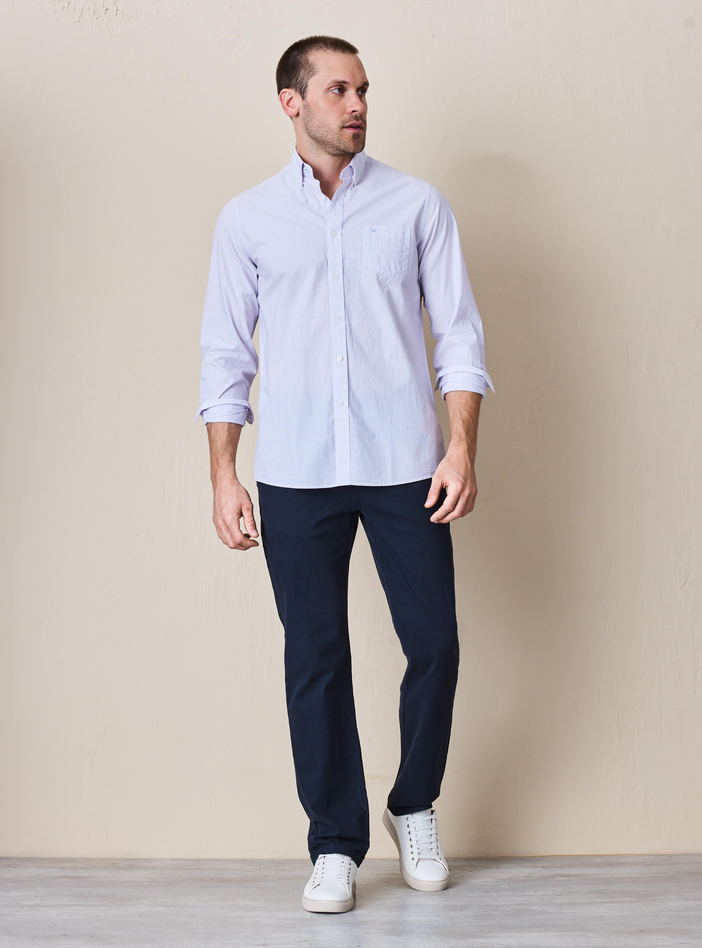 Camisa Manga Larga Algodón Líneas-4