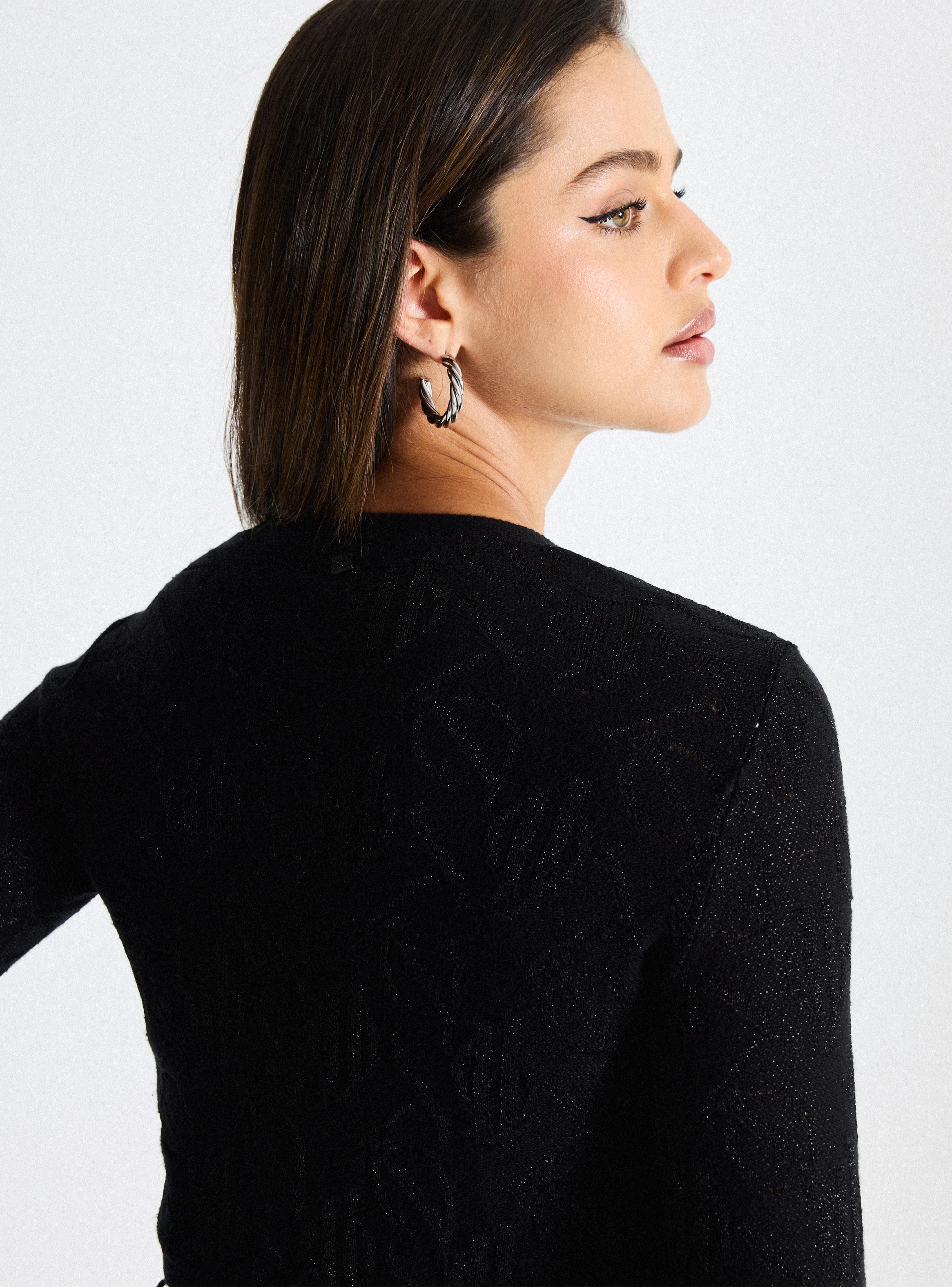 Chaleco Cárdigan Jacquard Terminación en Punta-3