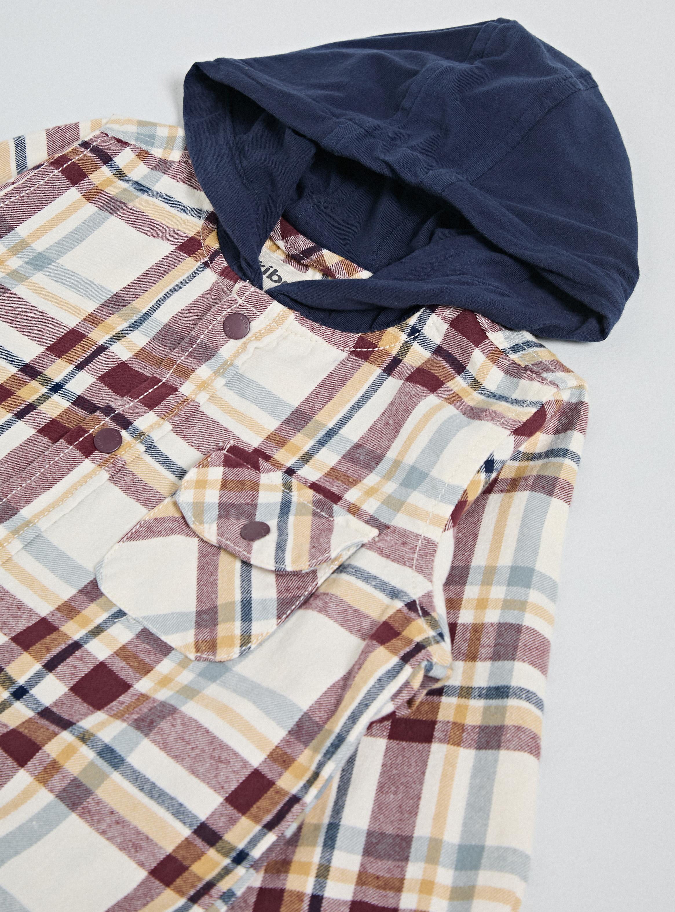 Camisa con Capucha Color Check Capucha Algodón-3